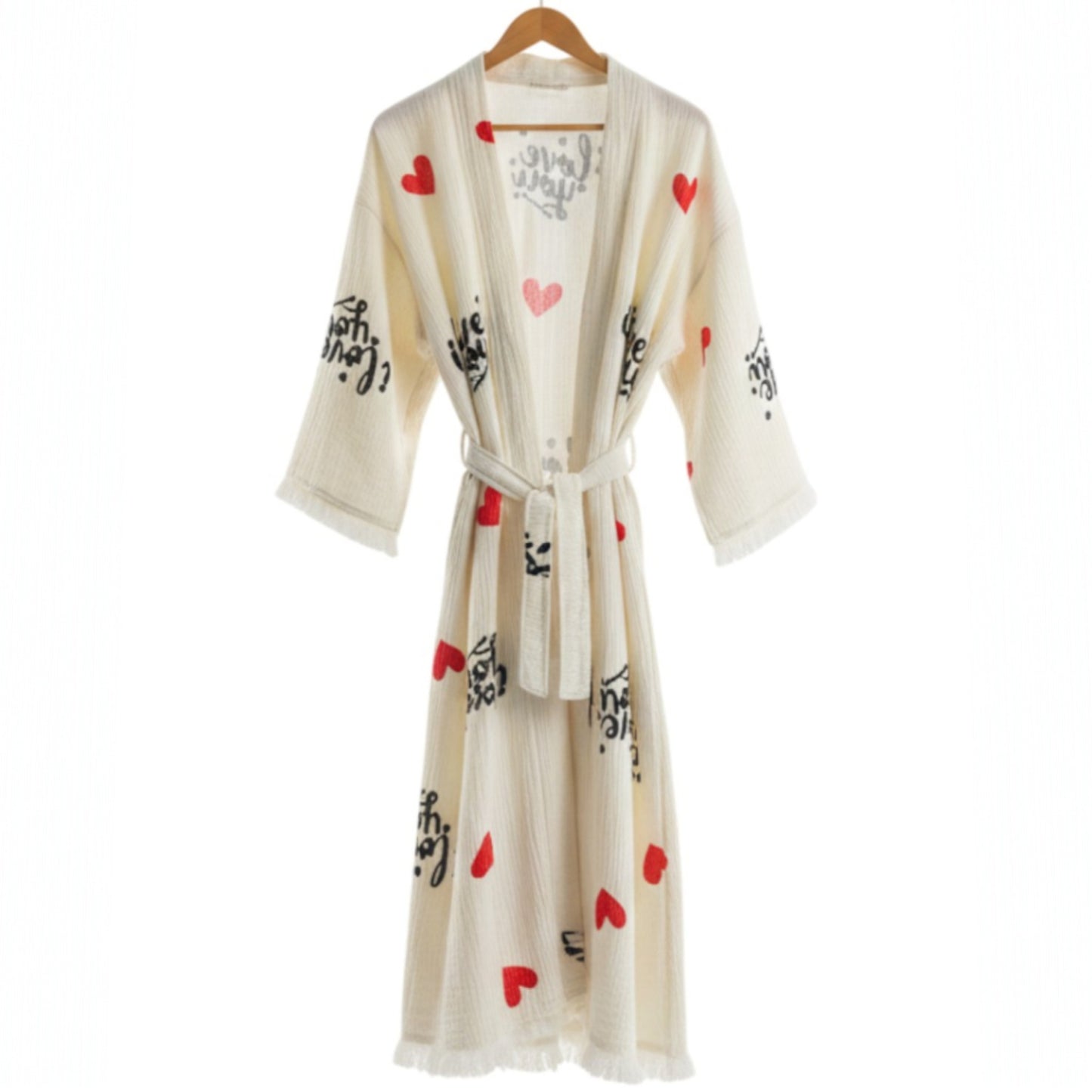 "I Love you" Turkish Towel Kimono Robe Kaftan