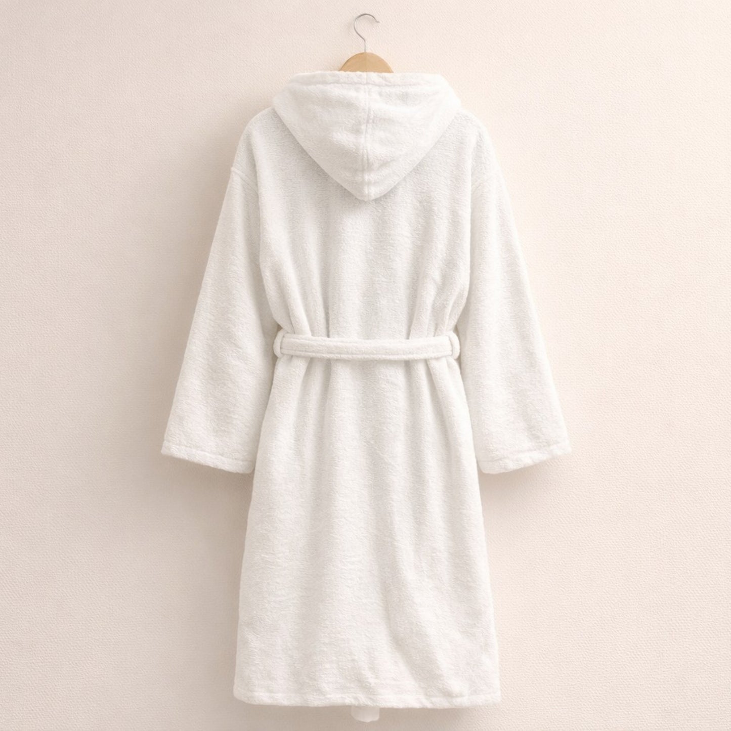 3XL Hooded Turkish Terry Bathrobe – Extra Large Handwoven Cotton Robe (Unisex, White)
