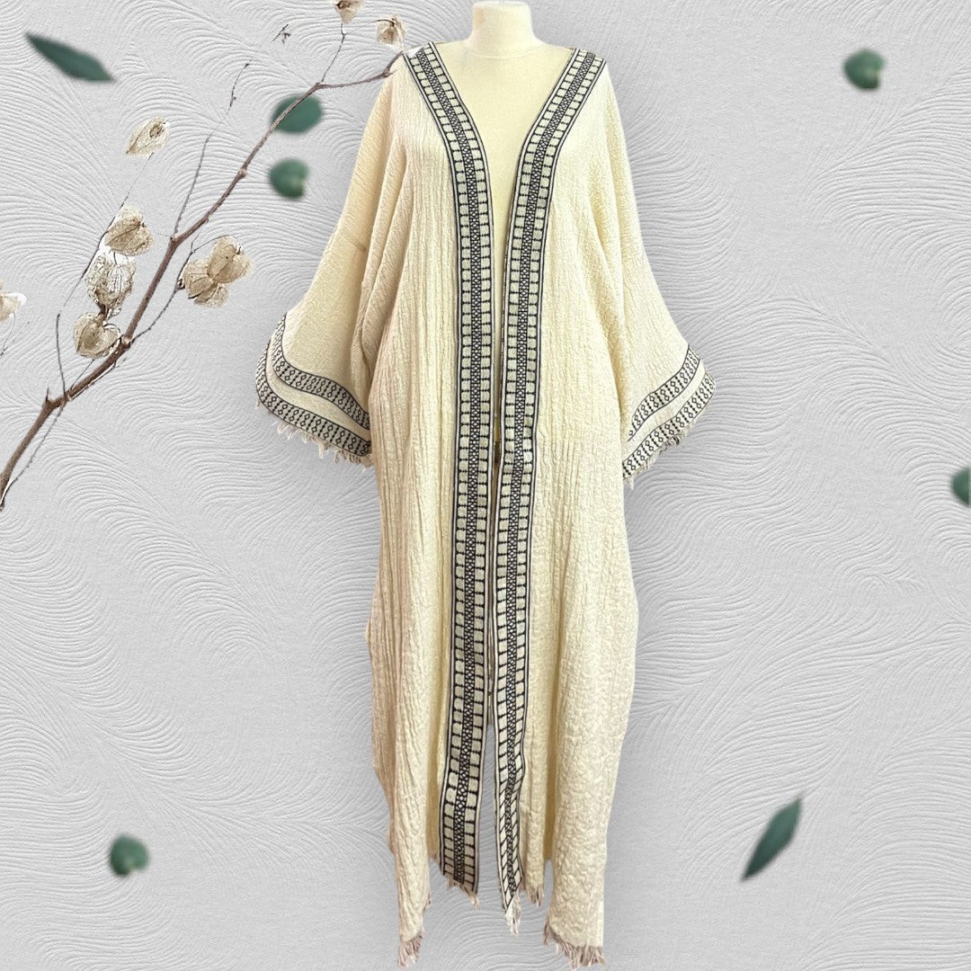 Anatolian Hand-Made Hand-Woven Curly Yarn Fabric Kaftan- Limited Produ Dervis Natural Textile Anatolian Hand-Made Hand-Woven Curly Yarn Fabric Kaftan- Limited Produ Dervis Natural Textile