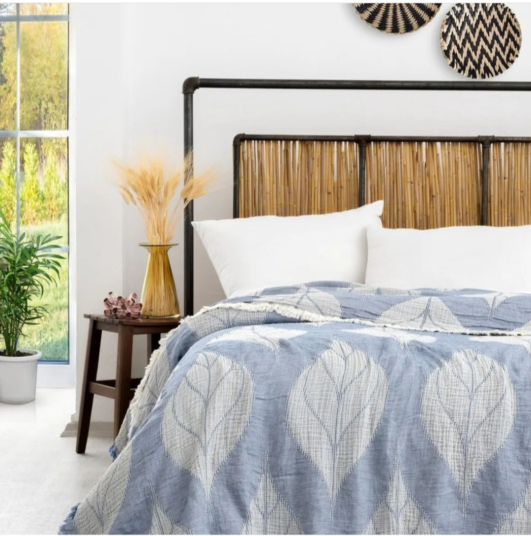 Natural Cotton Muslin Bed Cover  Gauze Blanket