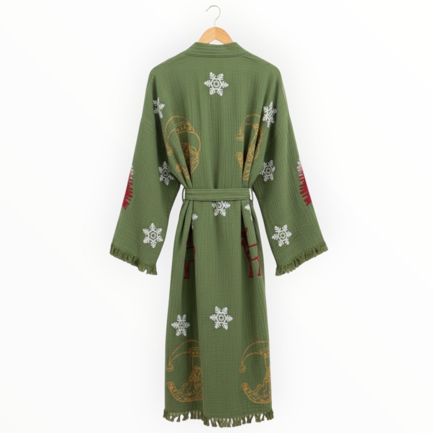 Christmas Design Kimono Robe - Hand Made & Hand Print