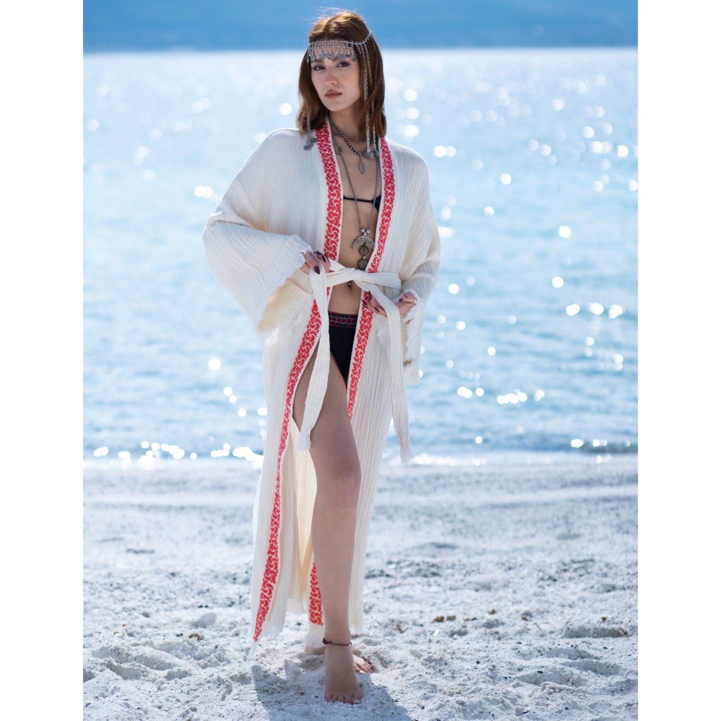 Hand-Woven Natural Turkish Cotton Kimono Robe