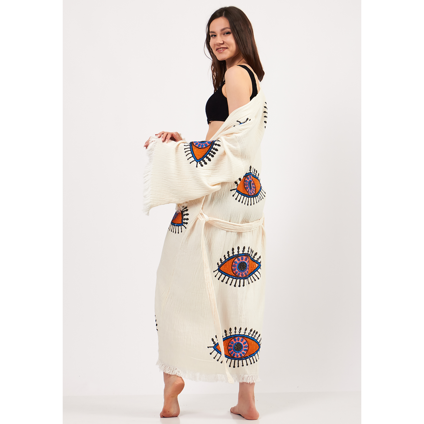 Evil Eye Turkish Towel Kimono Kaftan Bathrobe