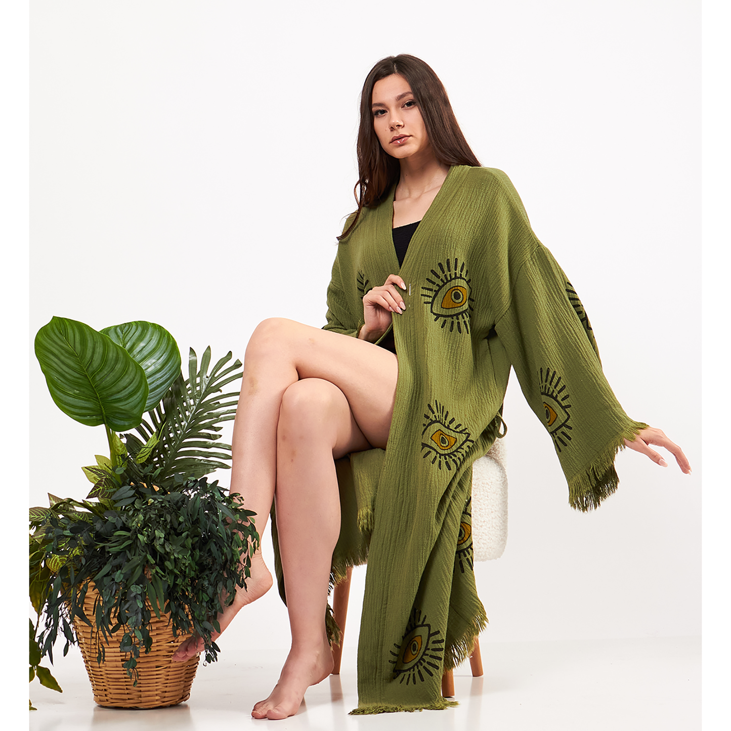 Evil Eye Turkish Towel Kimono Kaftan Bathrobe