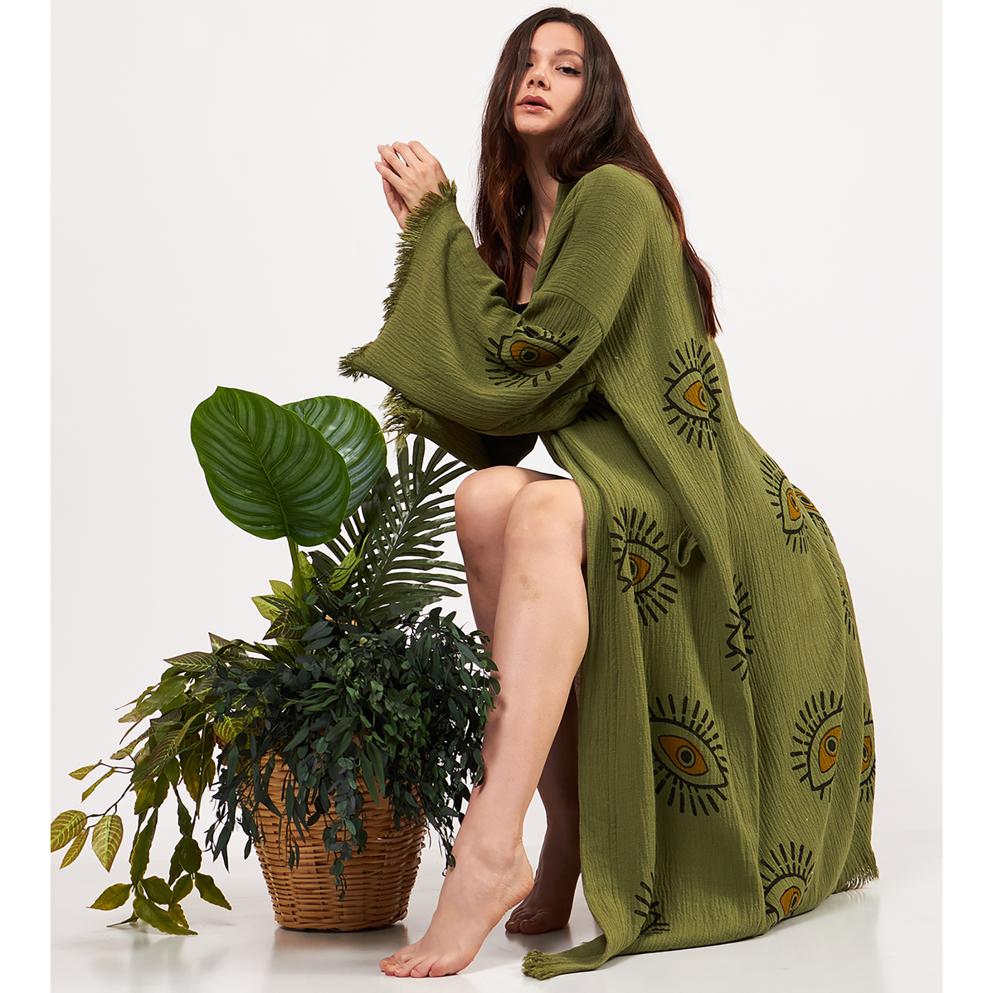 Evil Eye Turkish Towel Kimono Kaftan Bathrobe