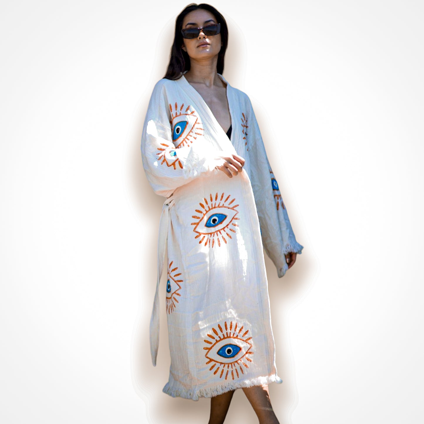 Evil Eye Turkish Towel Kimono Kaftan Bathrobe