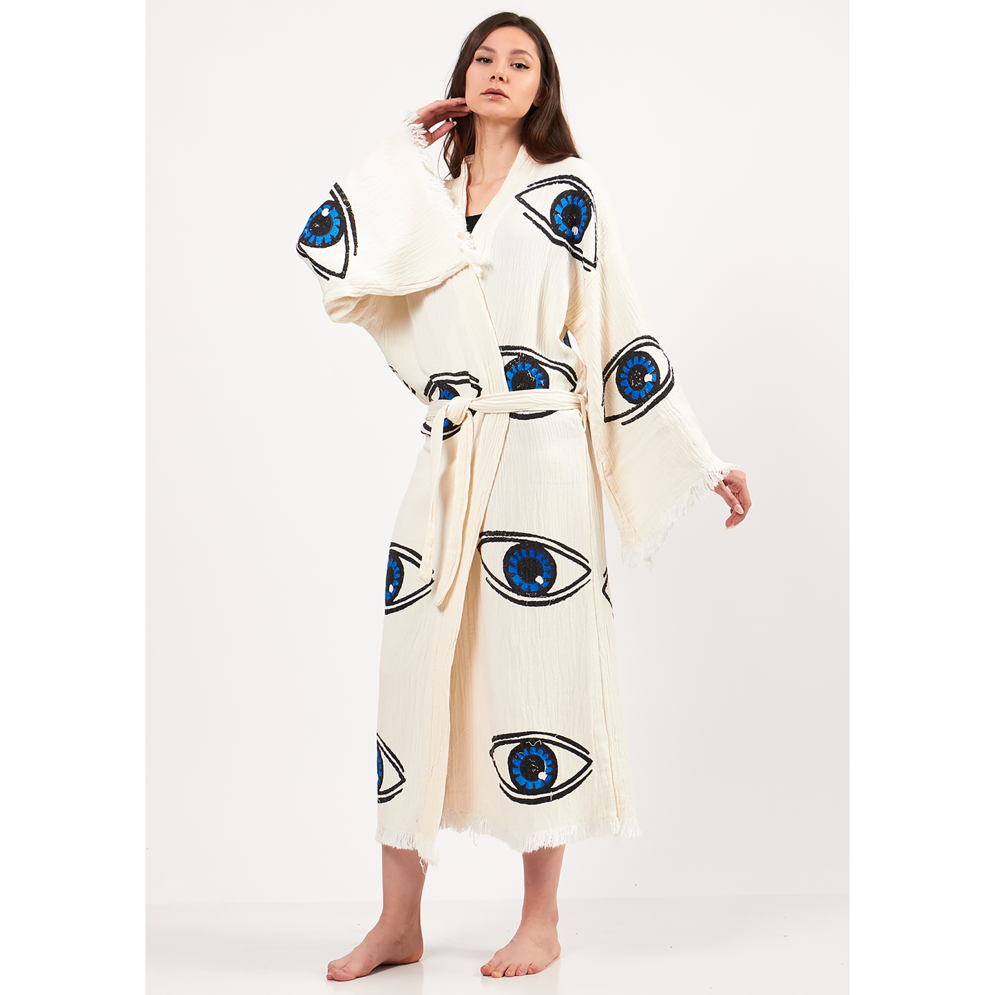 Evil Eye Turkish Towel Kimono Kaftan Bathrobe