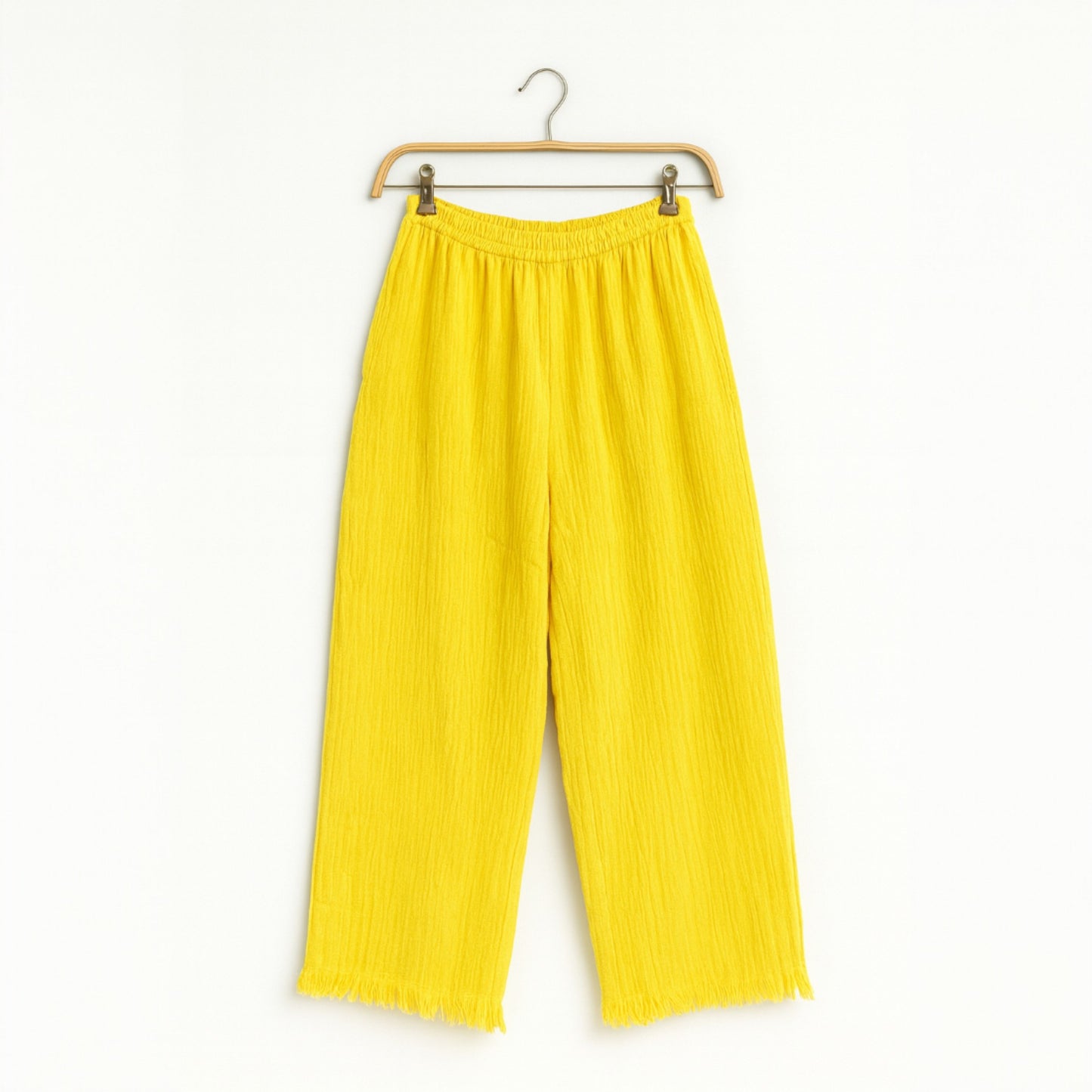 Evil Eye Yellow Kimono & Pants Set – Handwoven Natural Cotton