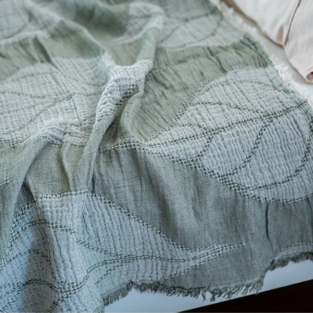 Natural Cotton Muslin Bed Cover  Gauze Blanket