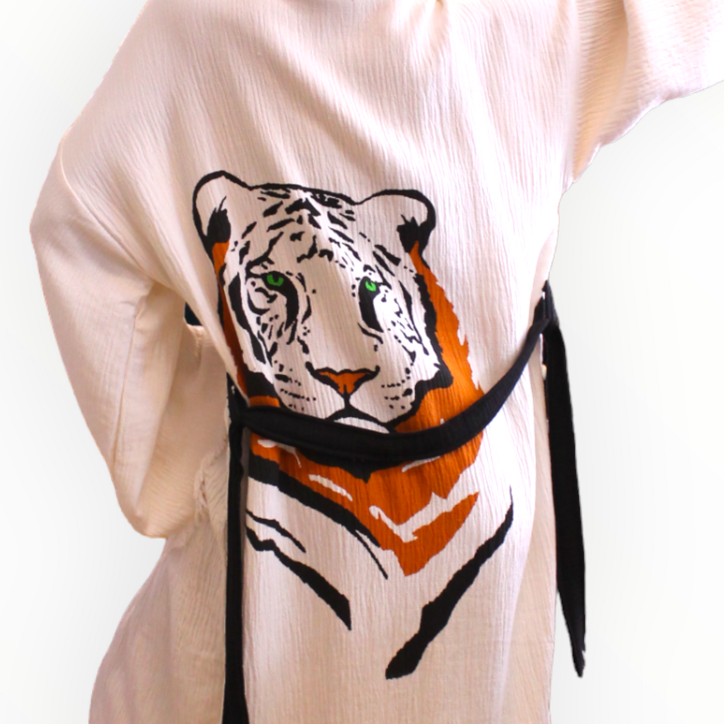 Hand-Made Block Print Leopard Kimono Robe Kaftan