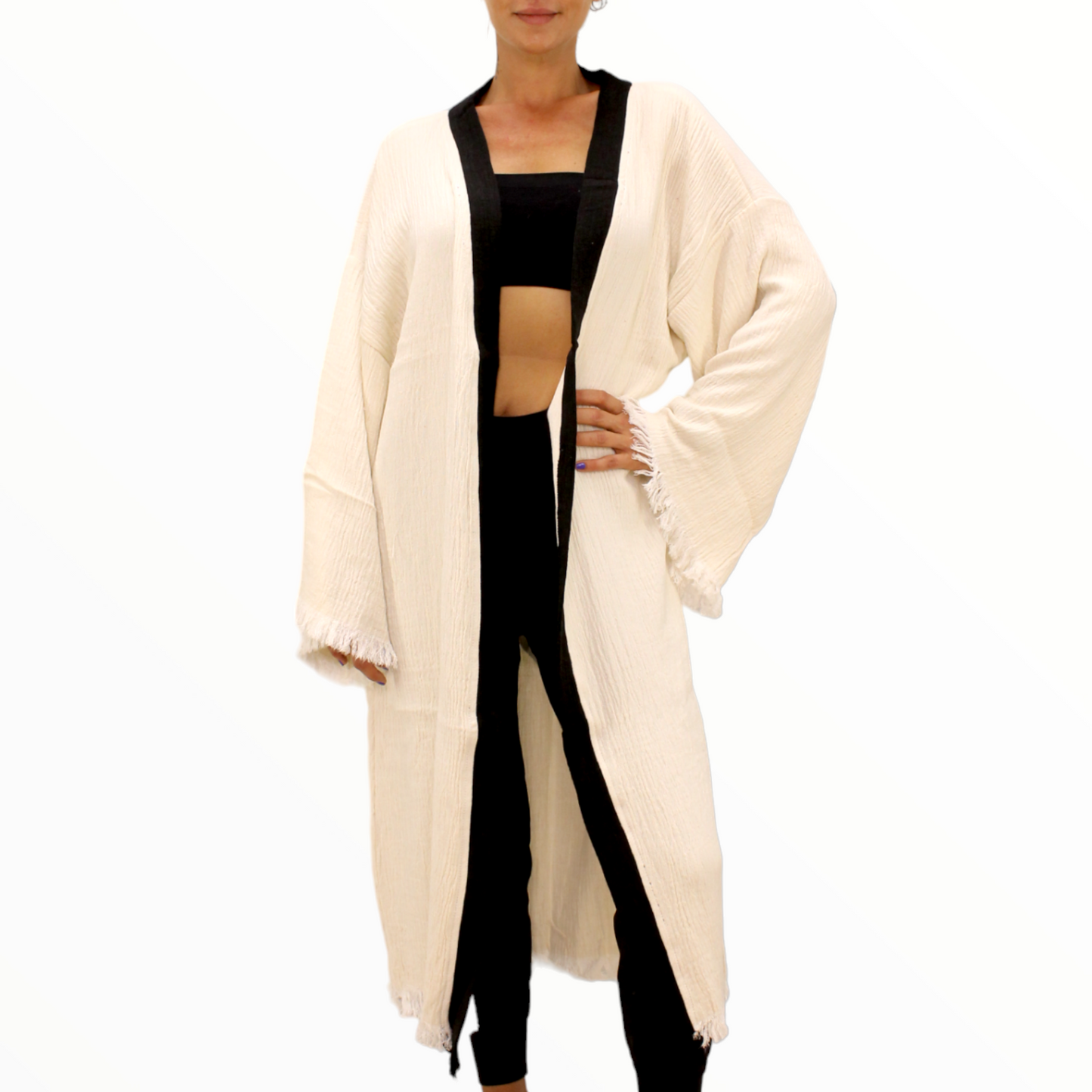 Hand-Made Block Print Leopard Kimono Robe Kaftan