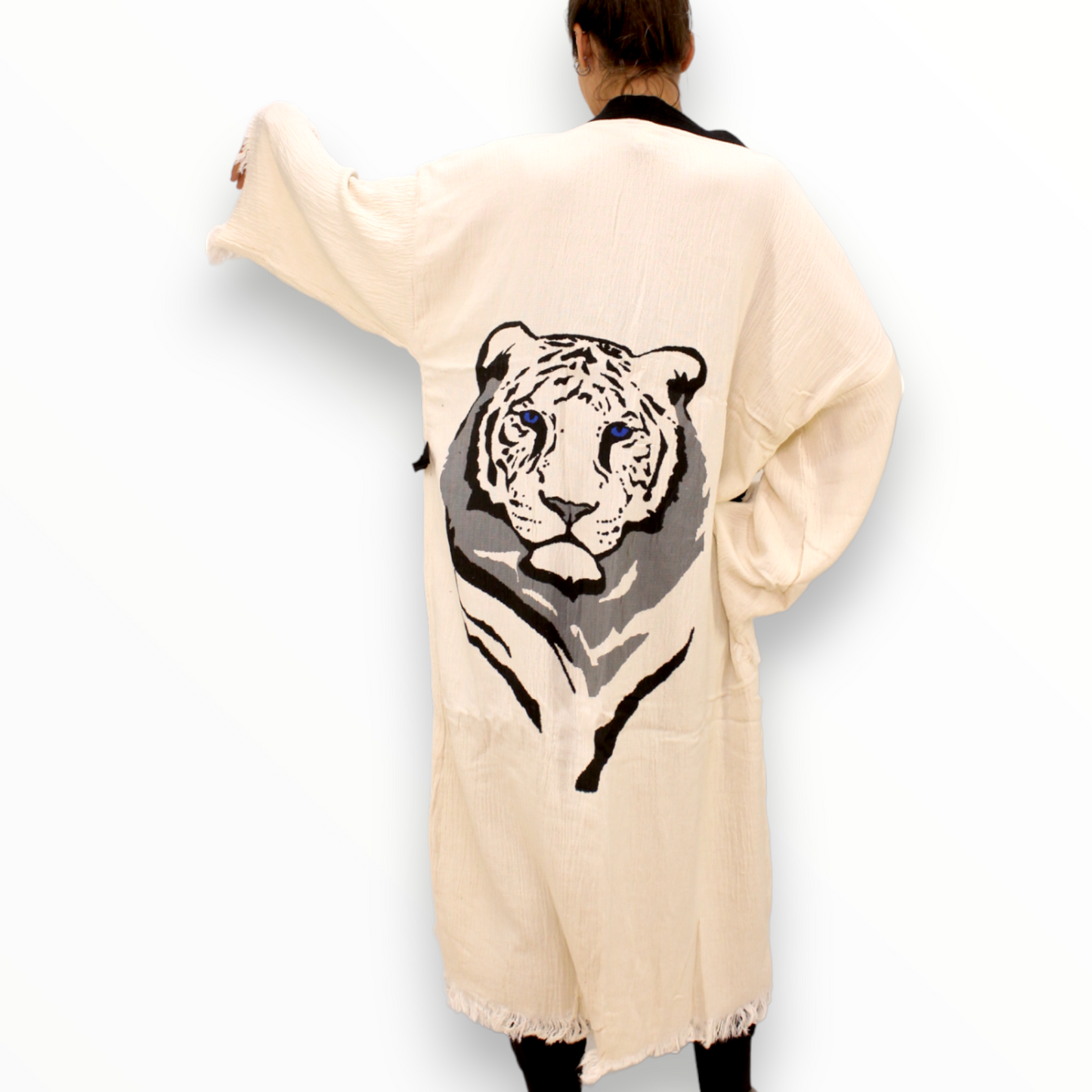 Hand-Made Block Print Leopard Kimono Robe Kaftan