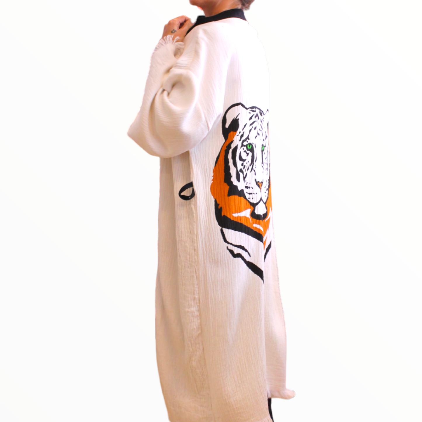 Hand-Made Block Print Leopard Kimono Robe Kaftan
