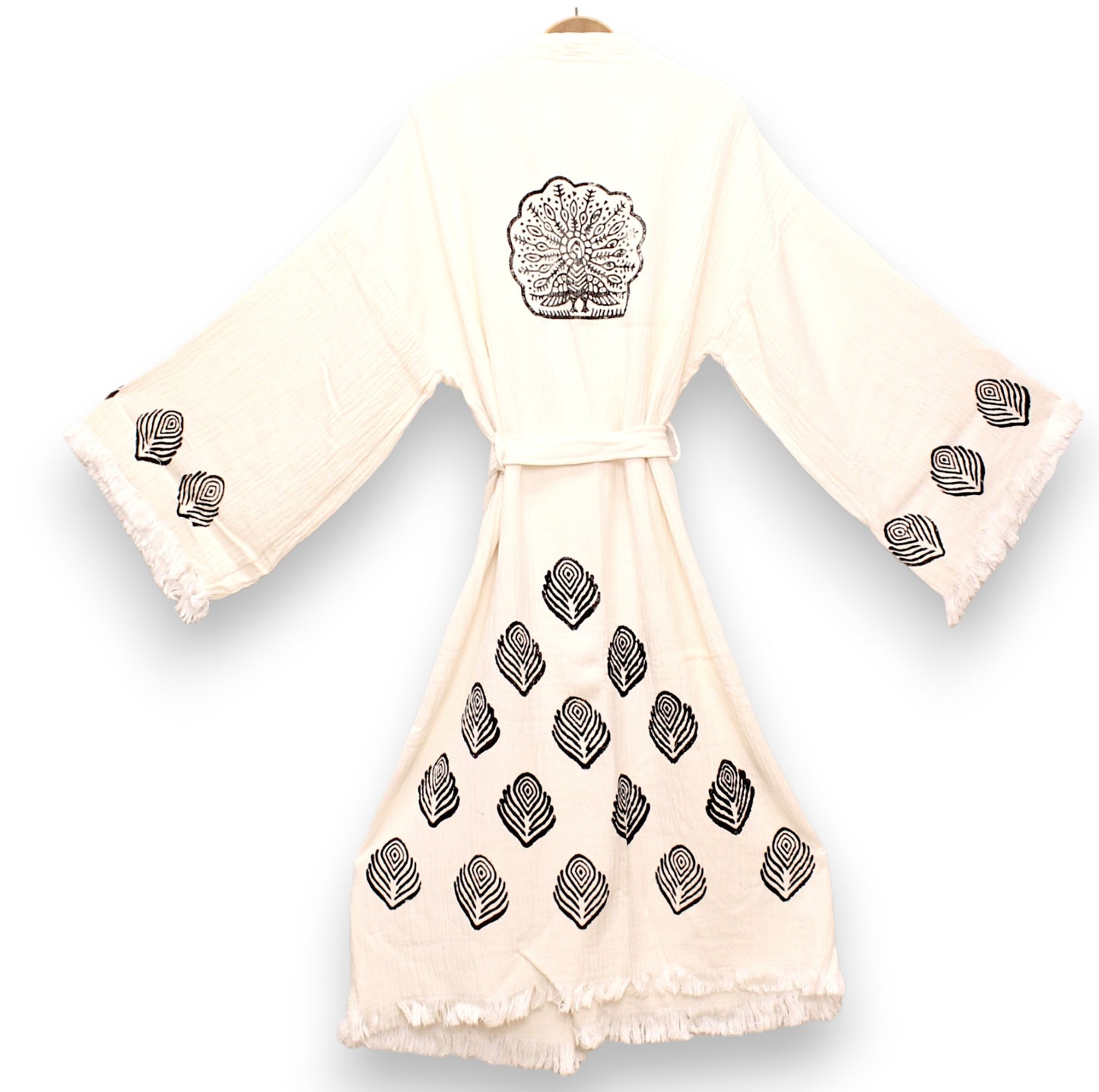 Hand-Made Block Print Turkish Towel Kimono Robe Kaftan