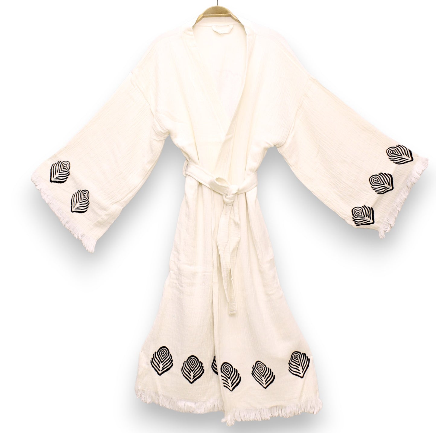 Hand-Made Block Print Turkish Towel Kimono Robe Kaftan