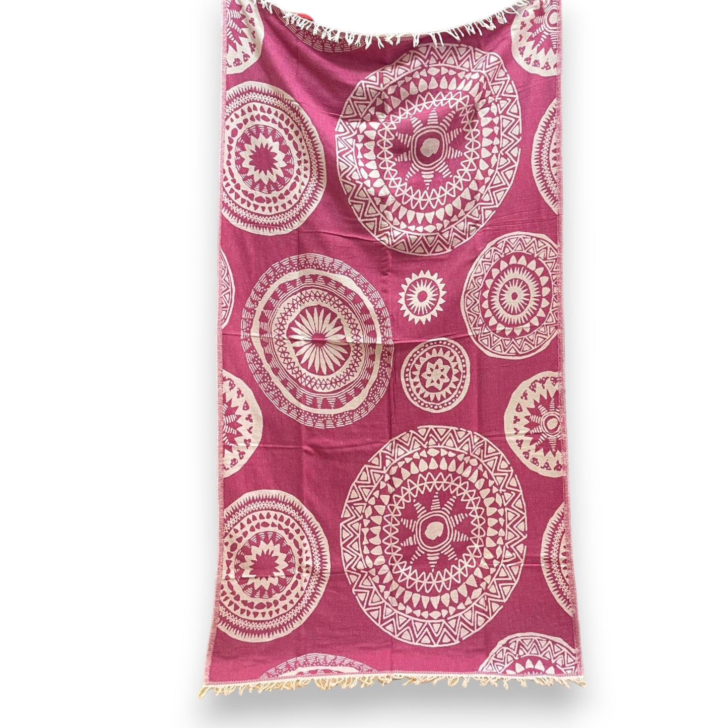 Hand-Woven Cotton Turkish Towel Pestemal Mandala Design