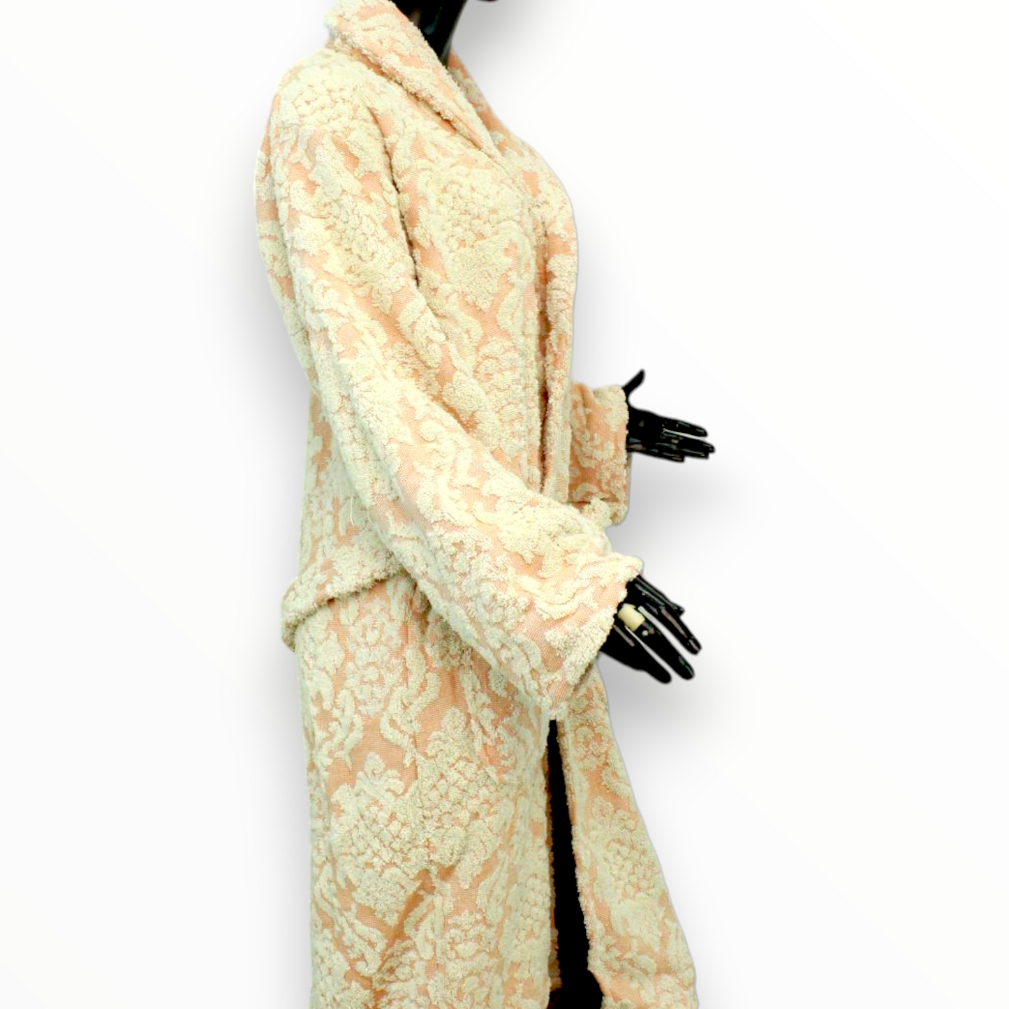 Hand-Woven Hand-Made Indigo Damascus Design Turkish Terry Towel Bathrobe