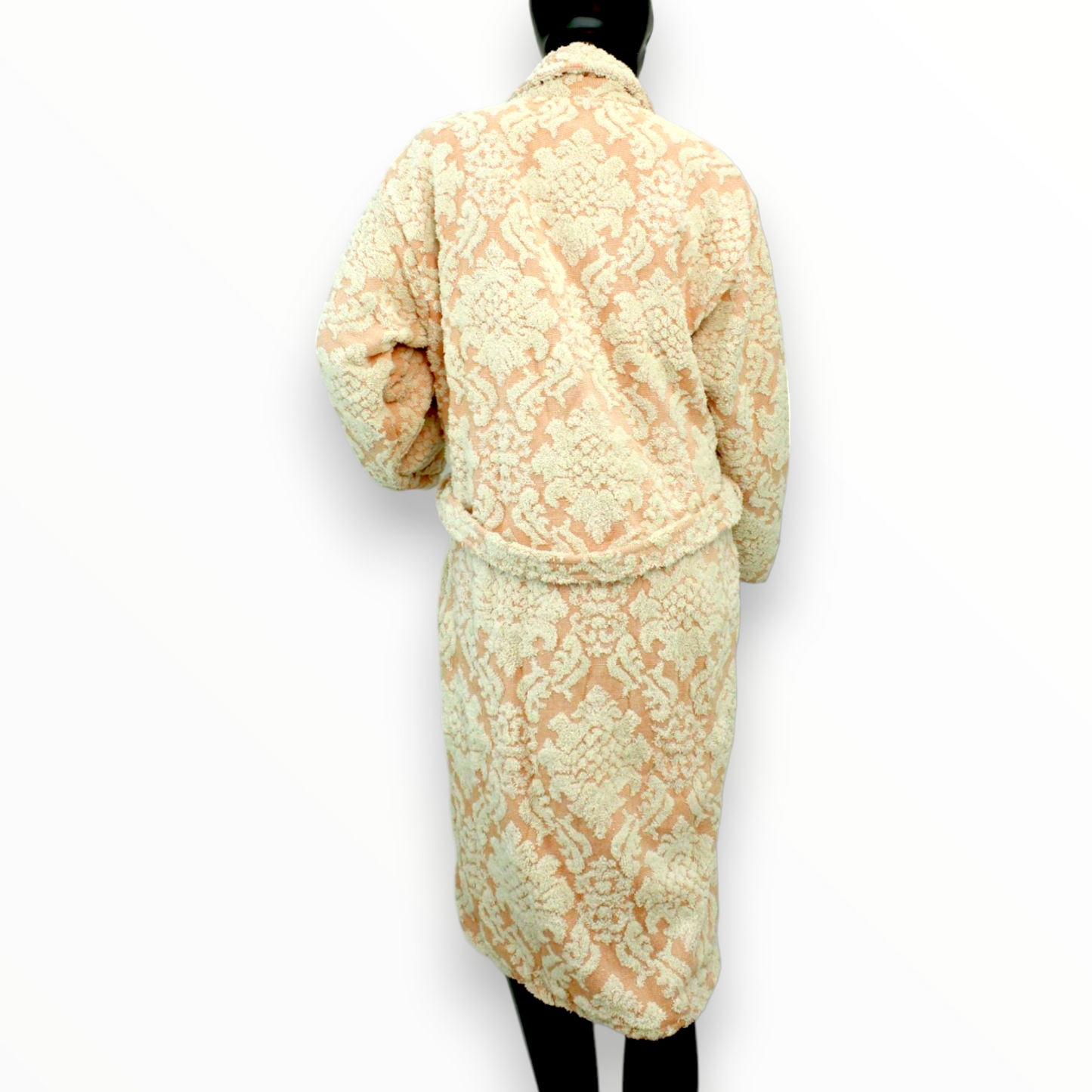 Hand-Woven Hand-Made Indigo Damascus Design Turkish Terry Towel Bathrobe