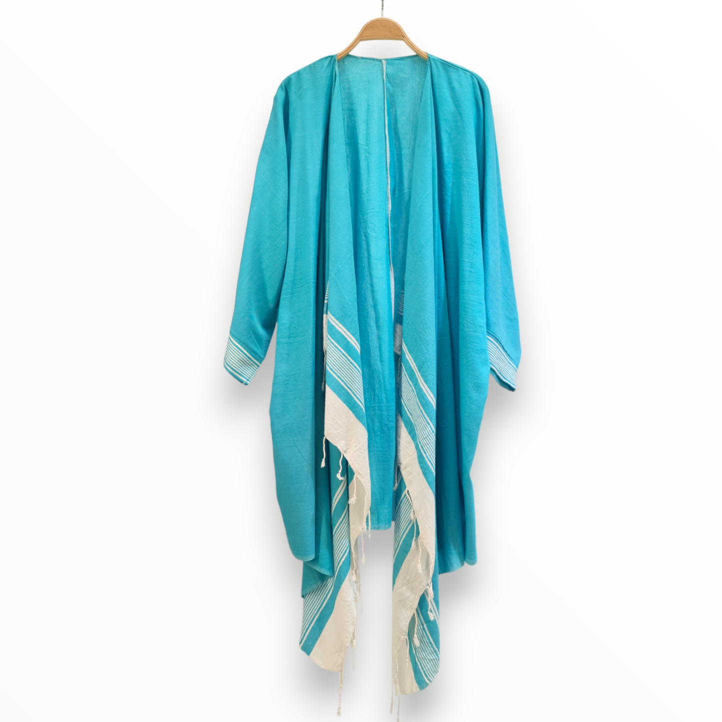 Hand-Woven Natural Cotton Cotton Beach Dress Kimono - Cover Up