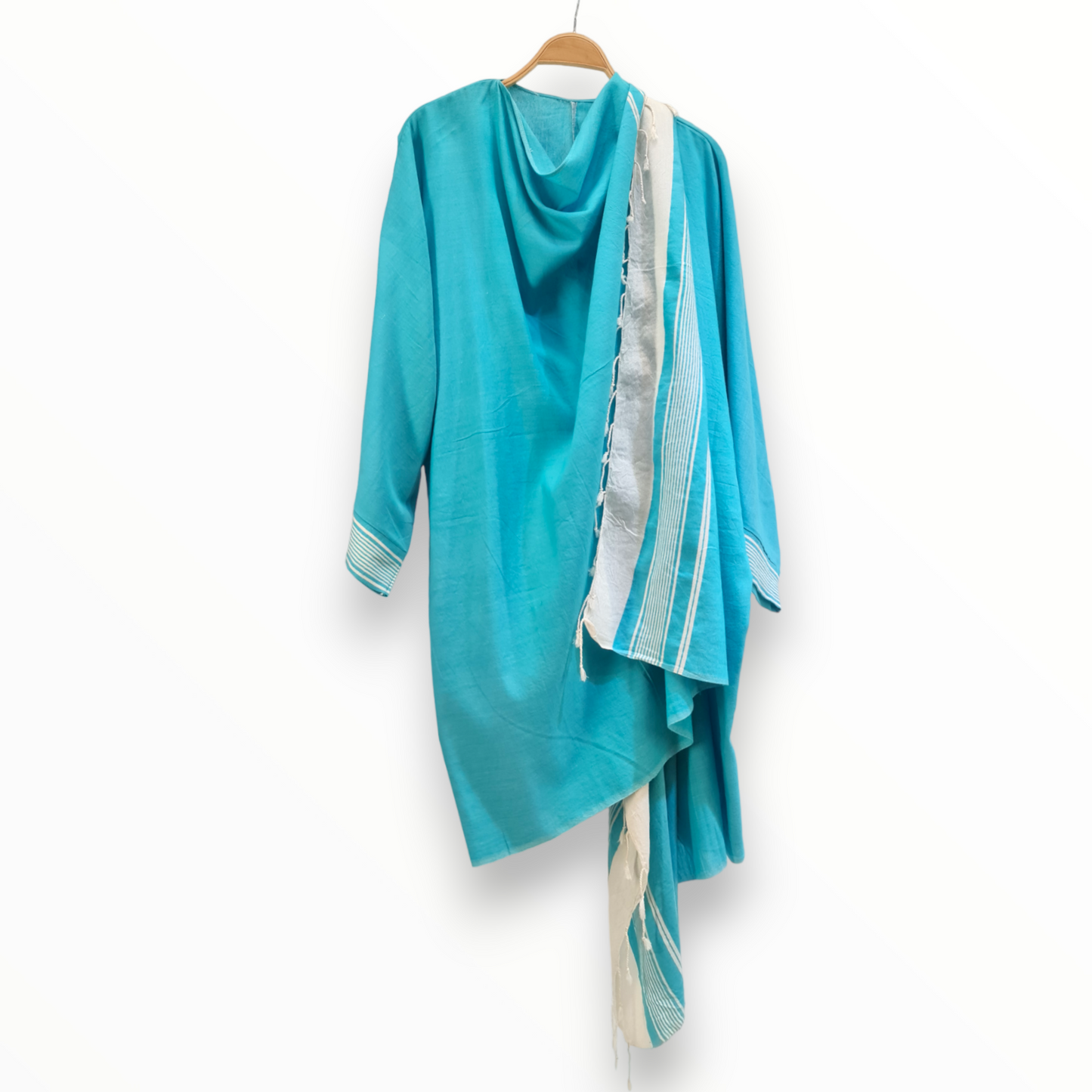 Hand-Woven Natural Cotton Cotton Beach Dress Kimono - Cover Up