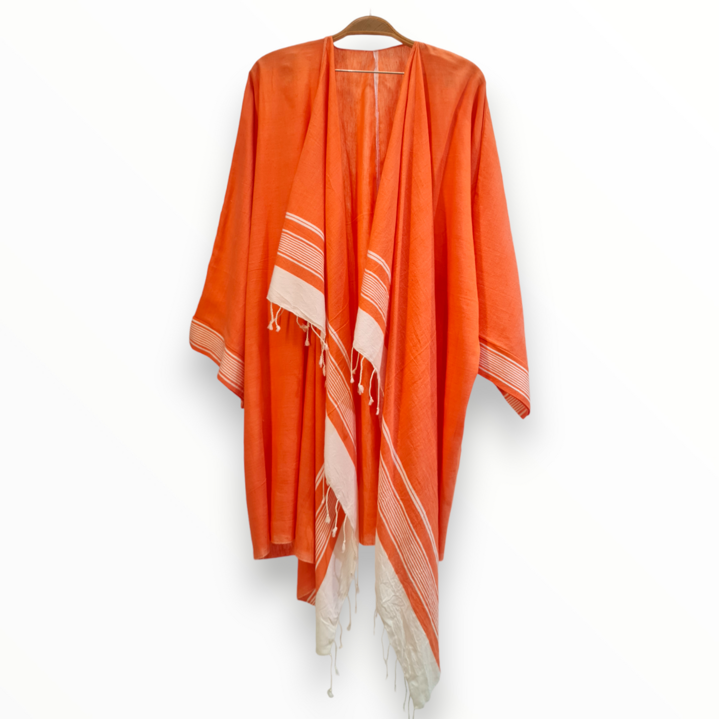 Hand-Woven Natural Cotton Beach Dress Kimono - Cover Up