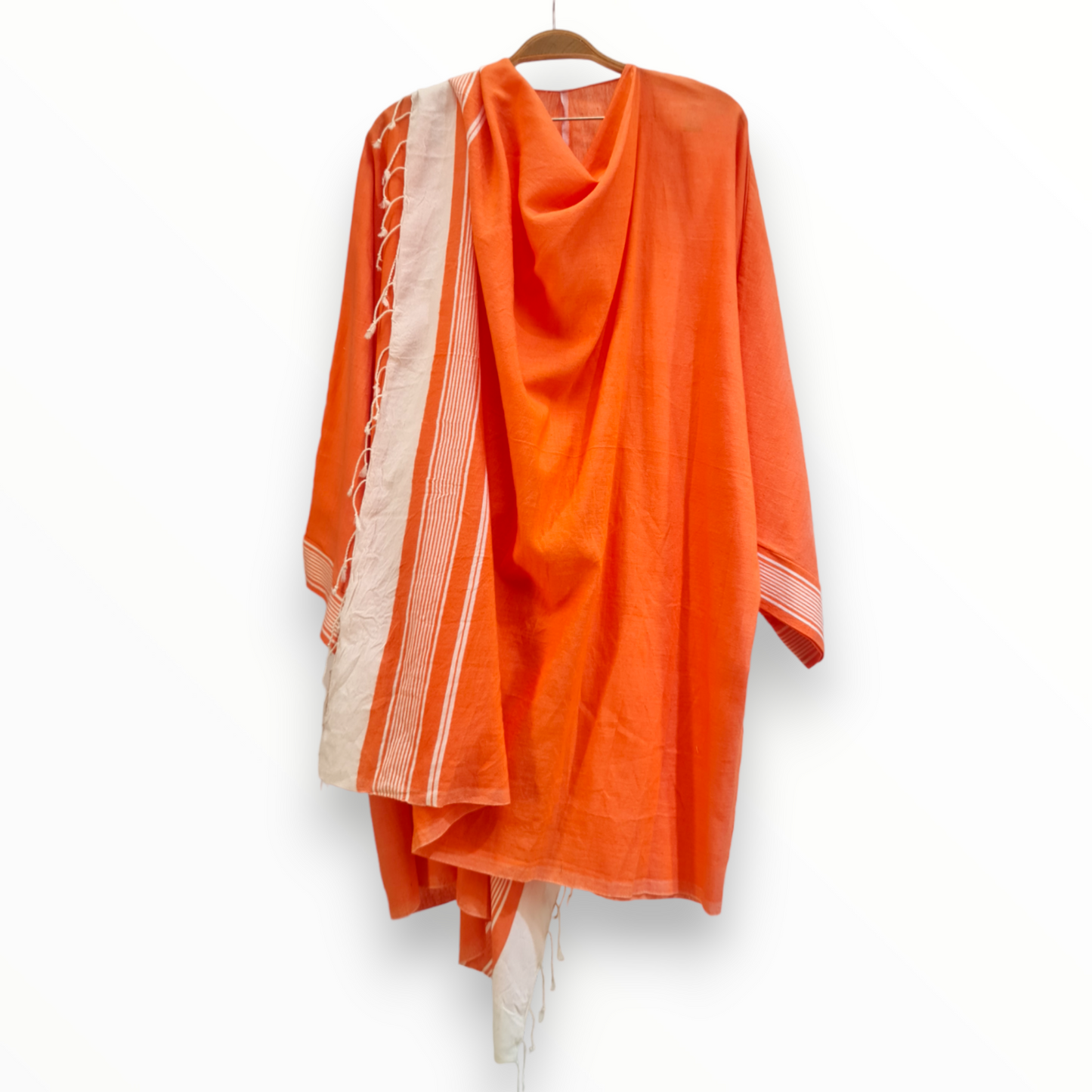 Hand-Woven Natural Cotton Beach Dress Kimono - Cover Up