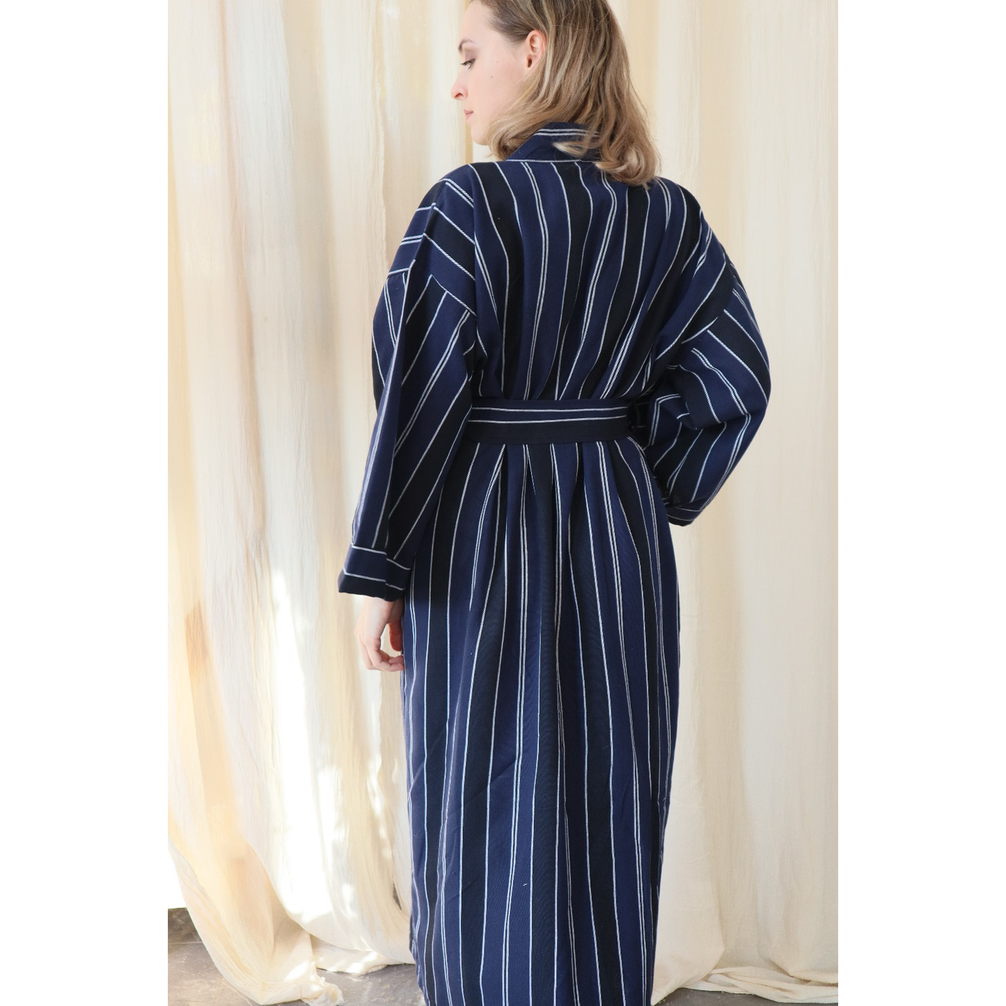 Hand Woven Linen Stripe Design Antiochia Pestemal Bathrobe