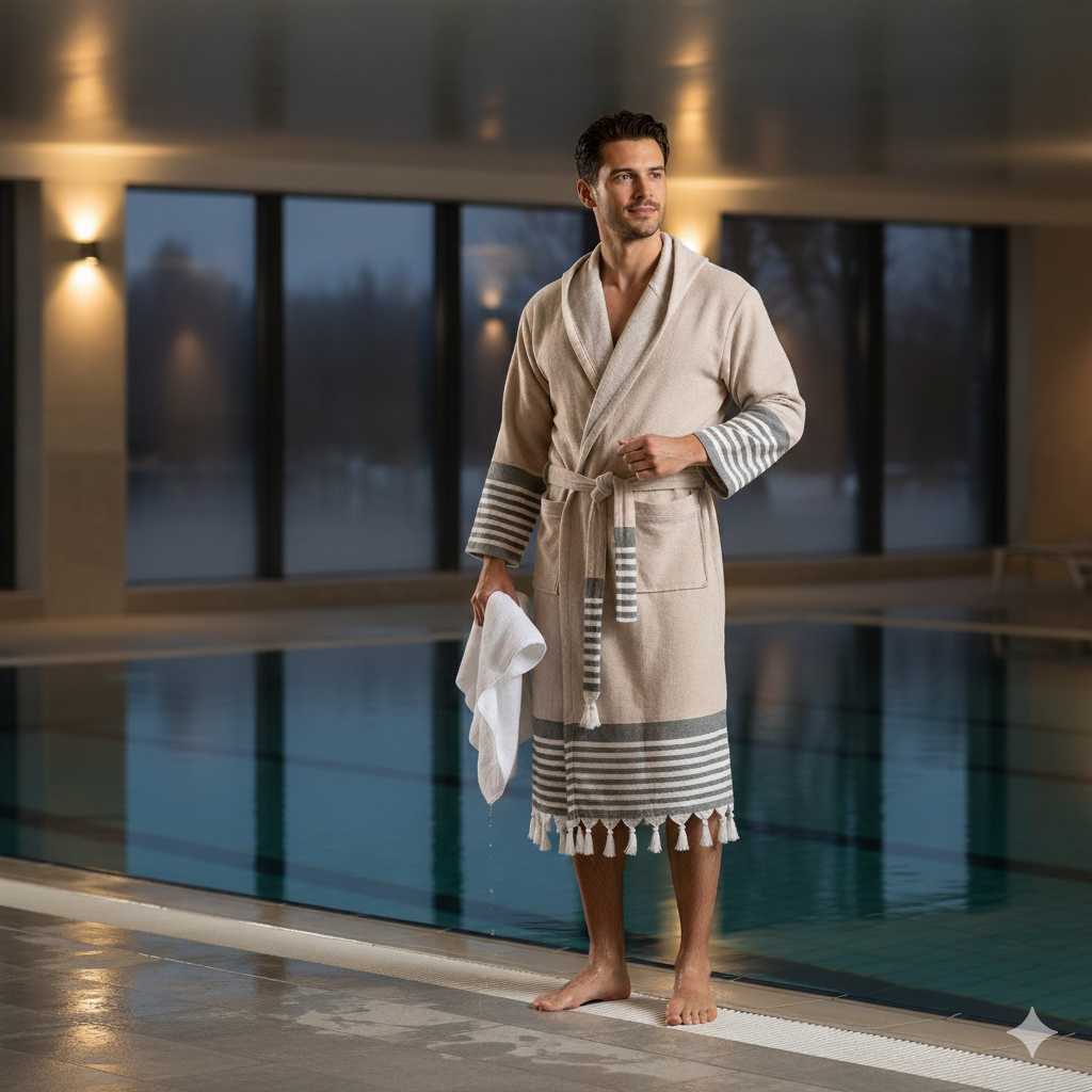 Handwoven Dual-Sided Turkish Cotton Bathrobe – Terry & Pestemal