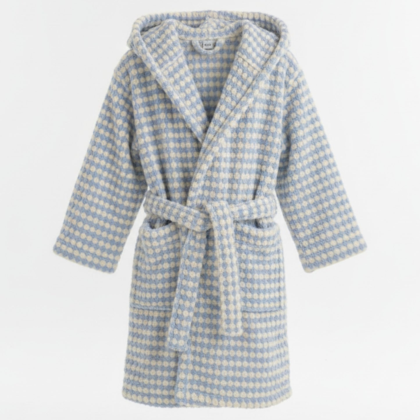 Handwoven Natural Turkish Cotton Terry Kids Bathrobe – PomPom Design Baby Blue