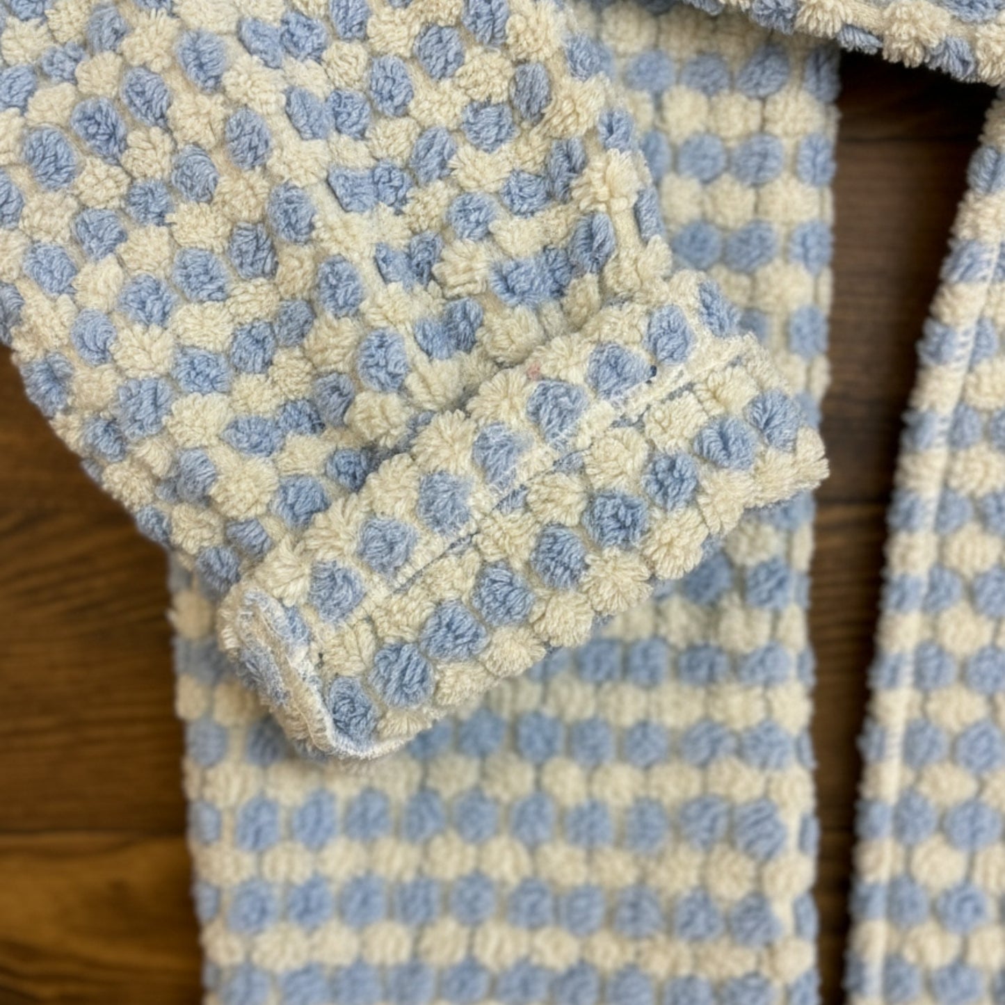 Handwoven Natural Turkish Cotton Terry Kids Bathrobe – PomPom Design Baby Blue