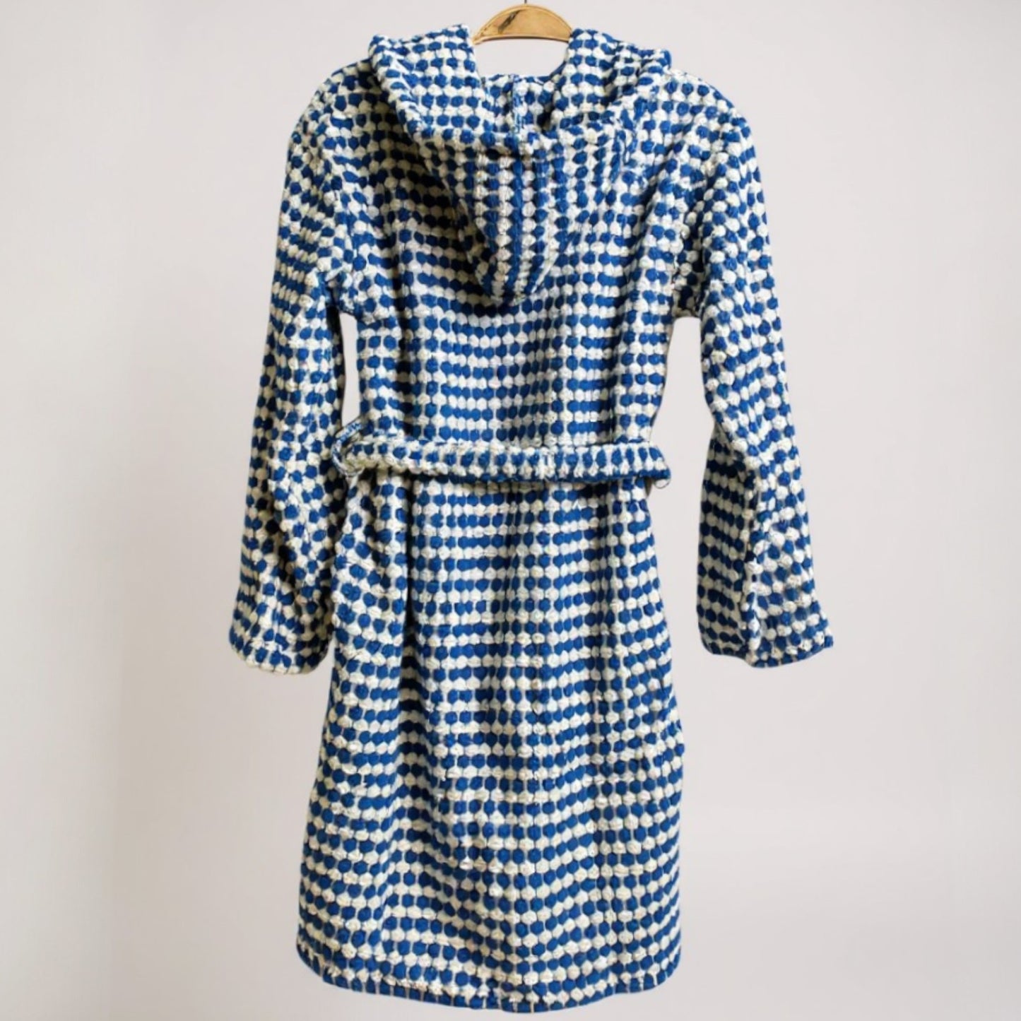 Handwoven Natural Turkish Cotton Terry Kids Bathrobe – PomPom Design
