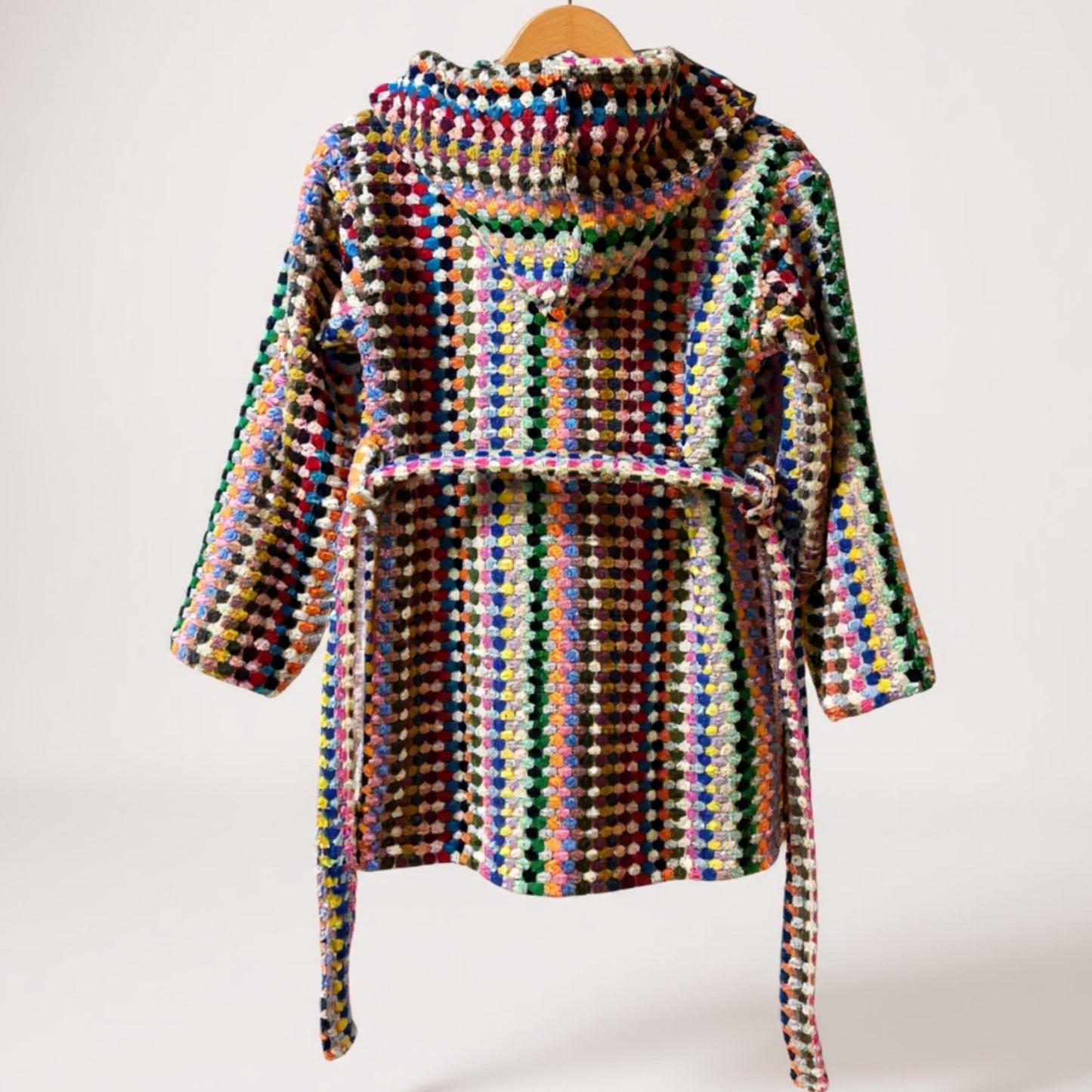 Handwoven Natural Turkish Cotton Terry Kids Bathrobe – PomPom Design