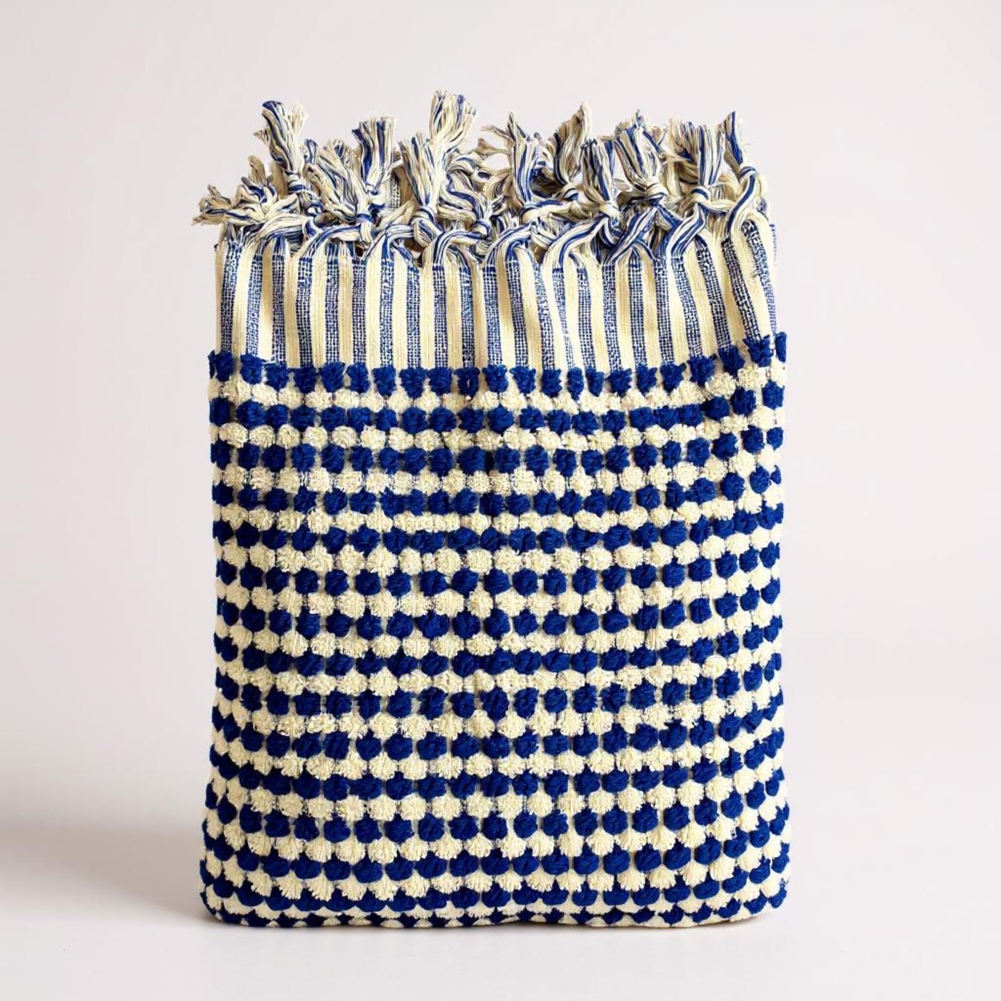 Turkish Terry Towel Hammam Towel Bath Towel Indigo Dotted Hand Woven Natural Turkish Cotton detail view
