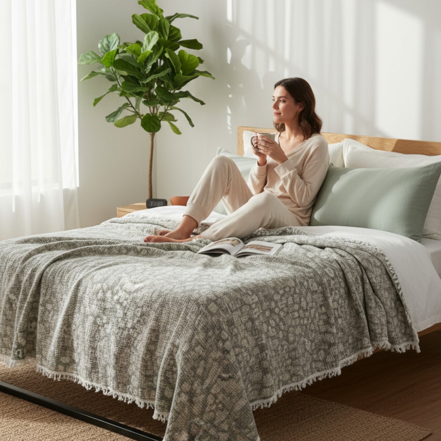 Leopard Design 4-Layer Muslin Bedspread – Elegant, Comfortable & Naturally Crafted