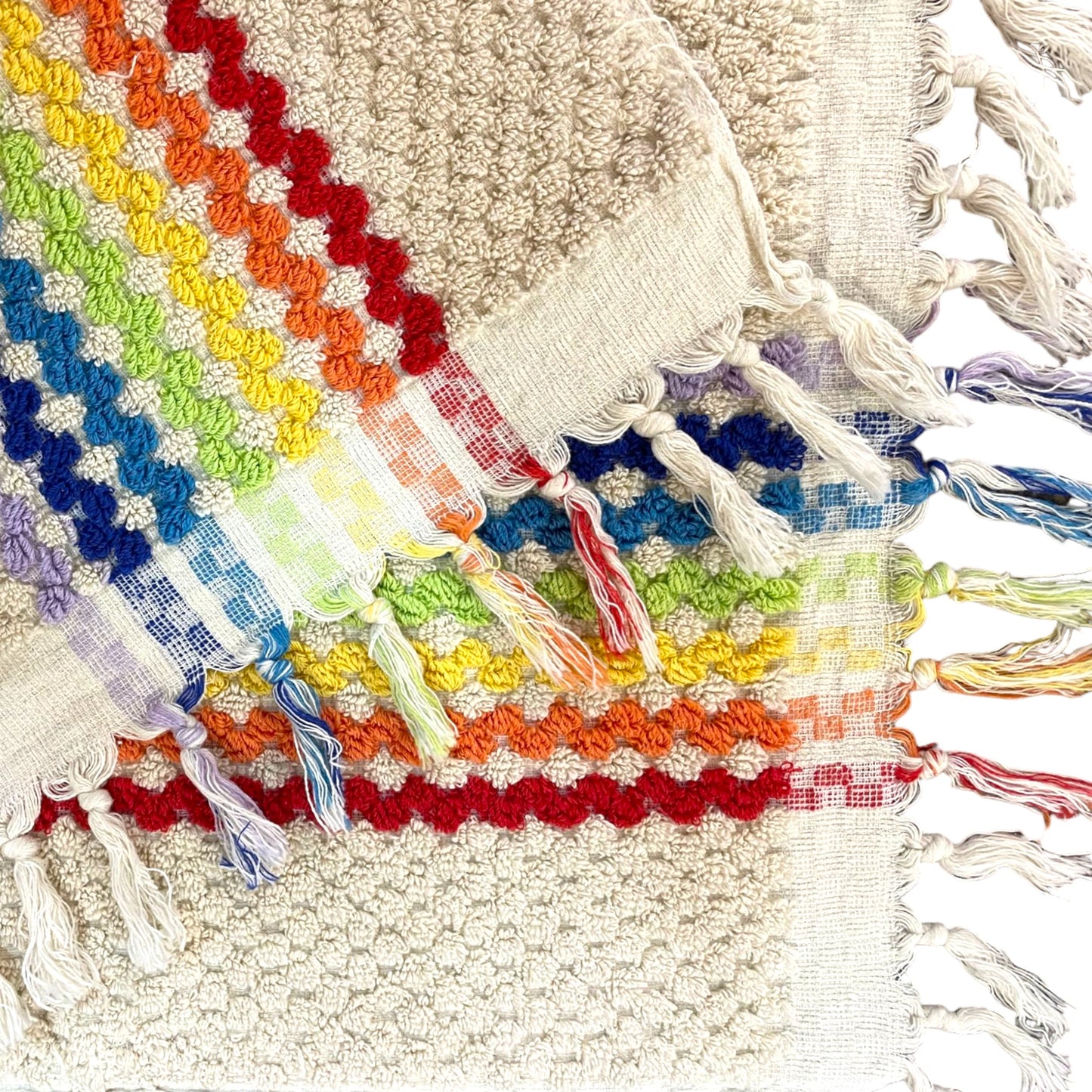 Mediterranean Design Natural Cotton Pompom Turkish Towel