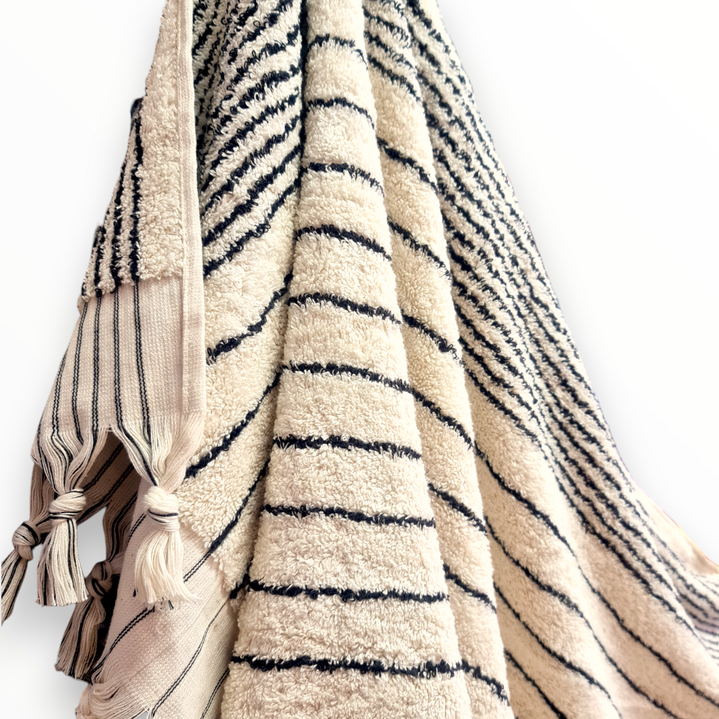 Natural Cotton Hand-Woven Turkish Terry Hammam Towel