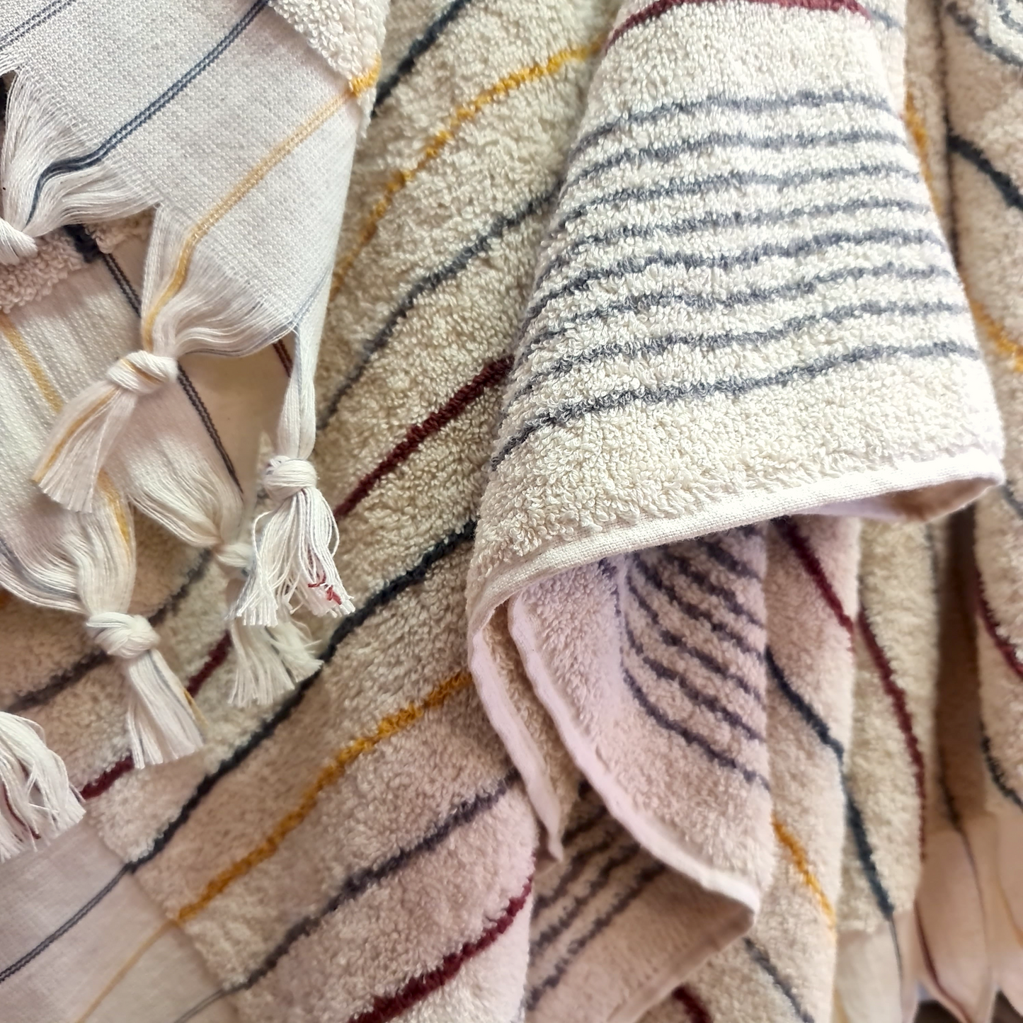 Natural Cotton Hand-Woven Turkish Terry Hammam Towel