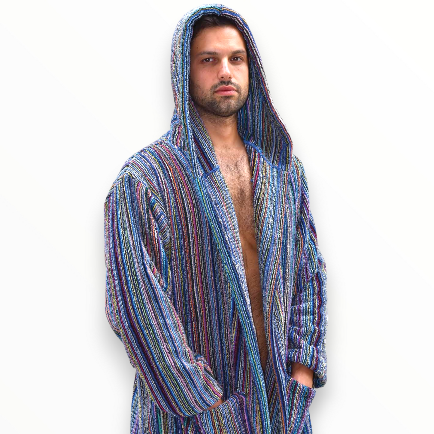 Turkish Terry Towel Bathrobe – Unisex, One Size, Handwoven