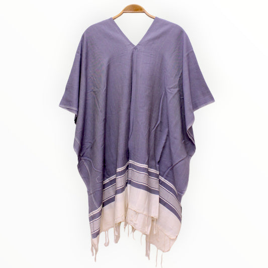 Natural Cotton Hand-Woven Turkish Towel Poncho