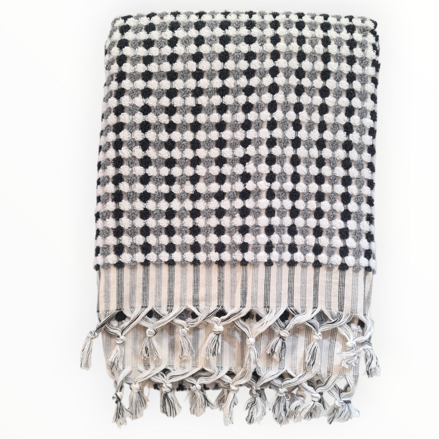 Natural Cotton Hand Woven Turkish Pompom Bath Towel - Hammam Towel