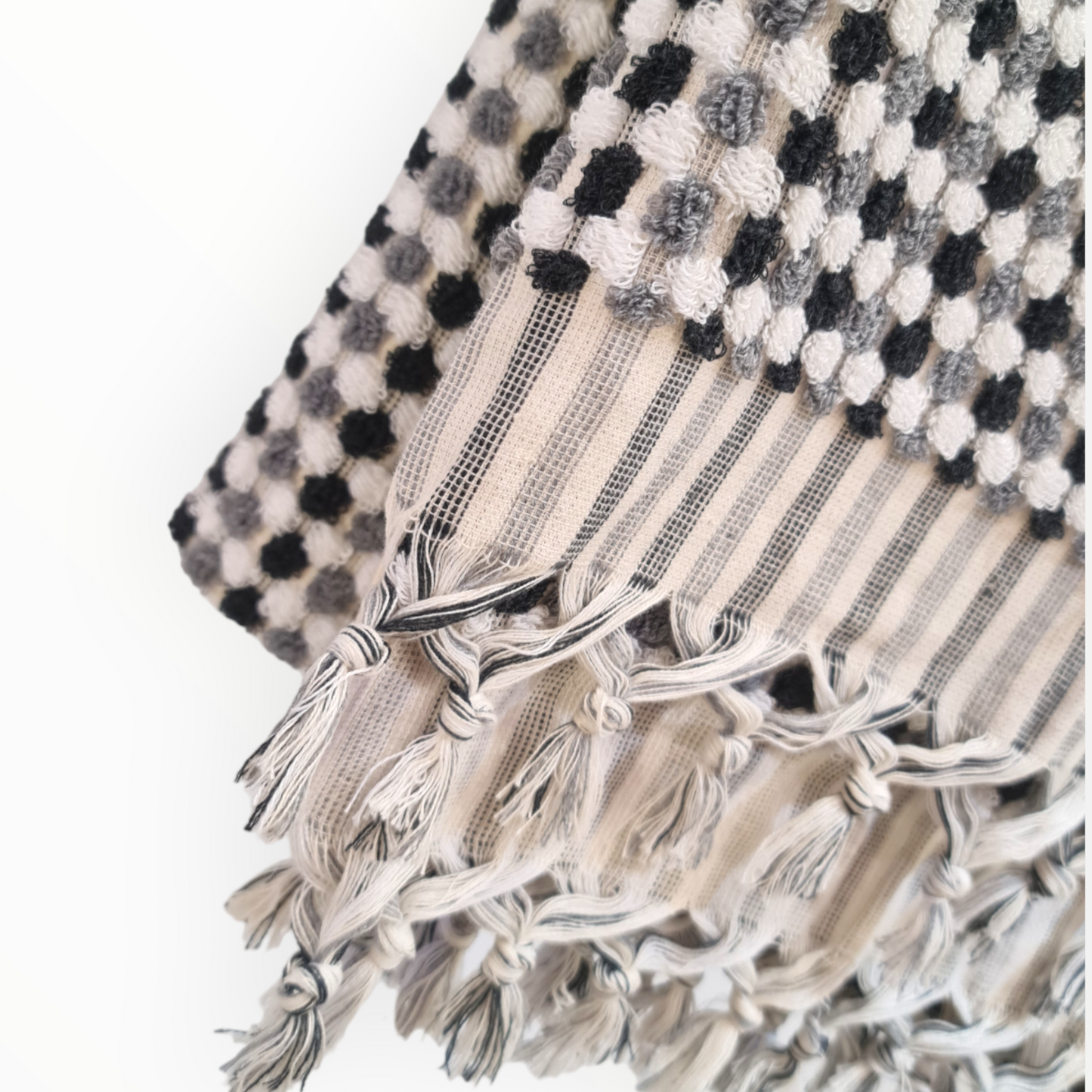 Natural Cotton Hand Woven Turkish Pompom Bath Towel - Hammam Towel
