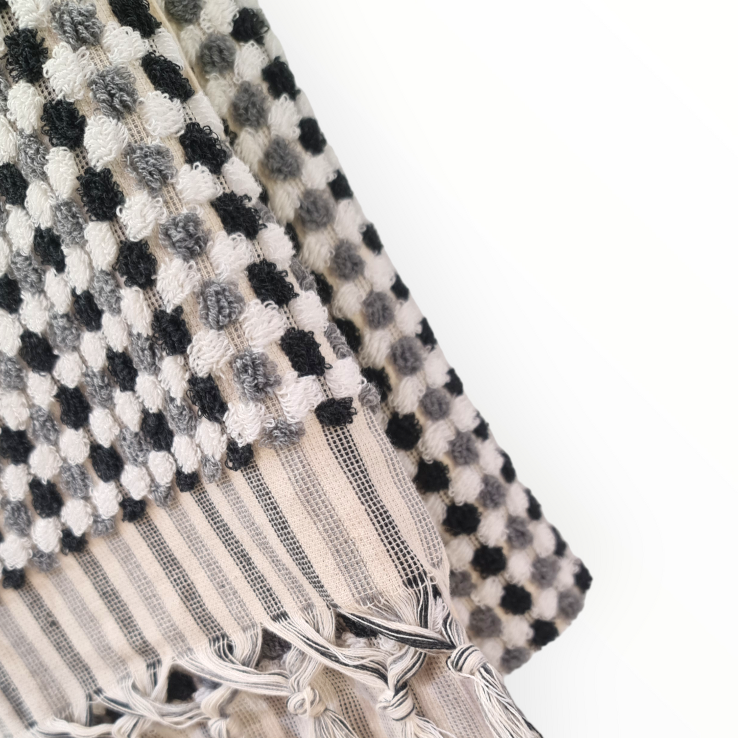 Natural Cotton Hand Woven Turkish Pompom Bath Towel - Hammam Towel
