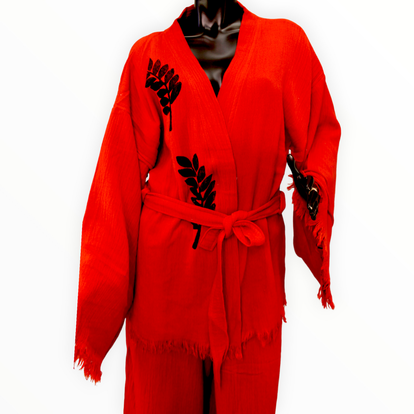Natural Cotton Kimono Jacket Pants Set