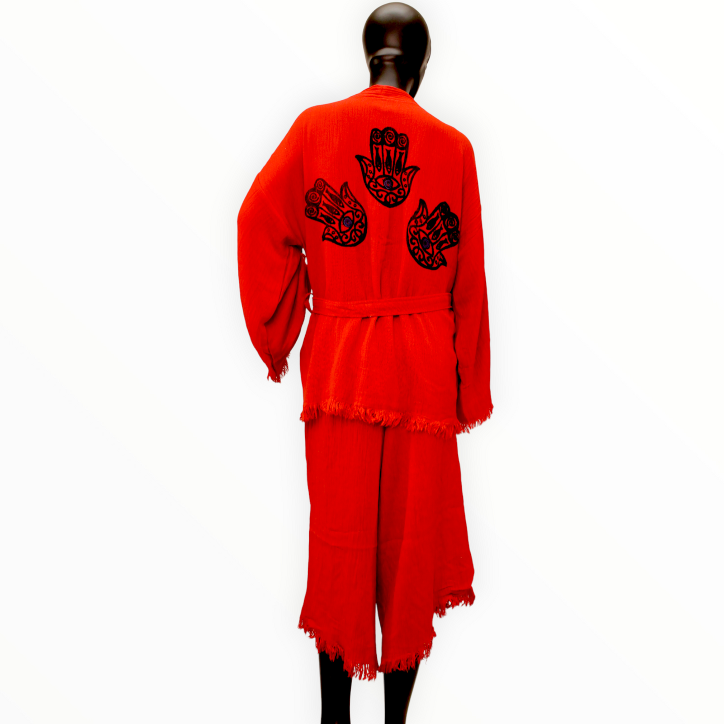 Natural Cotton Kimono Jacket Pants Set