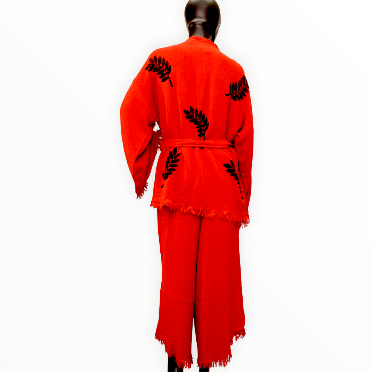 Natural Cotton Kimono Jacket Pants Set