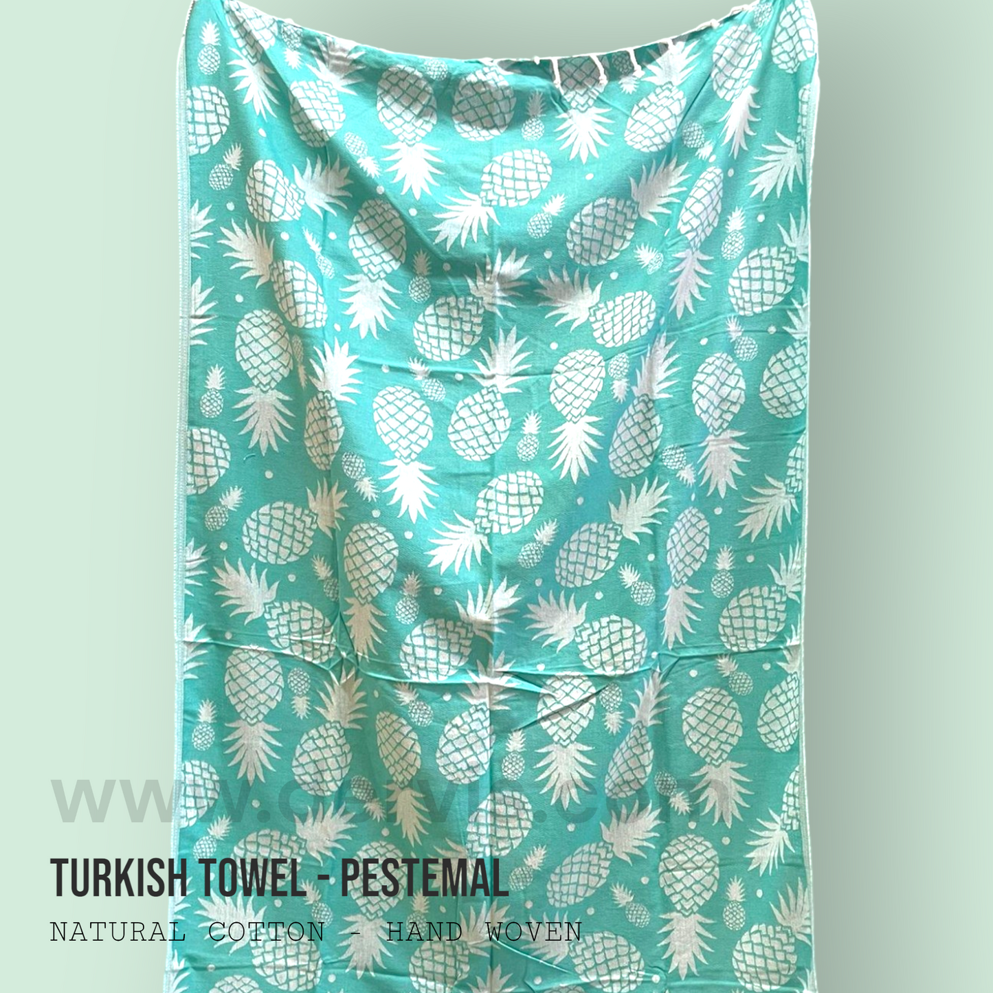 Hand Made, Hand Woven Natural Cotton Pineapple Design Turkish Towel - Pestemal