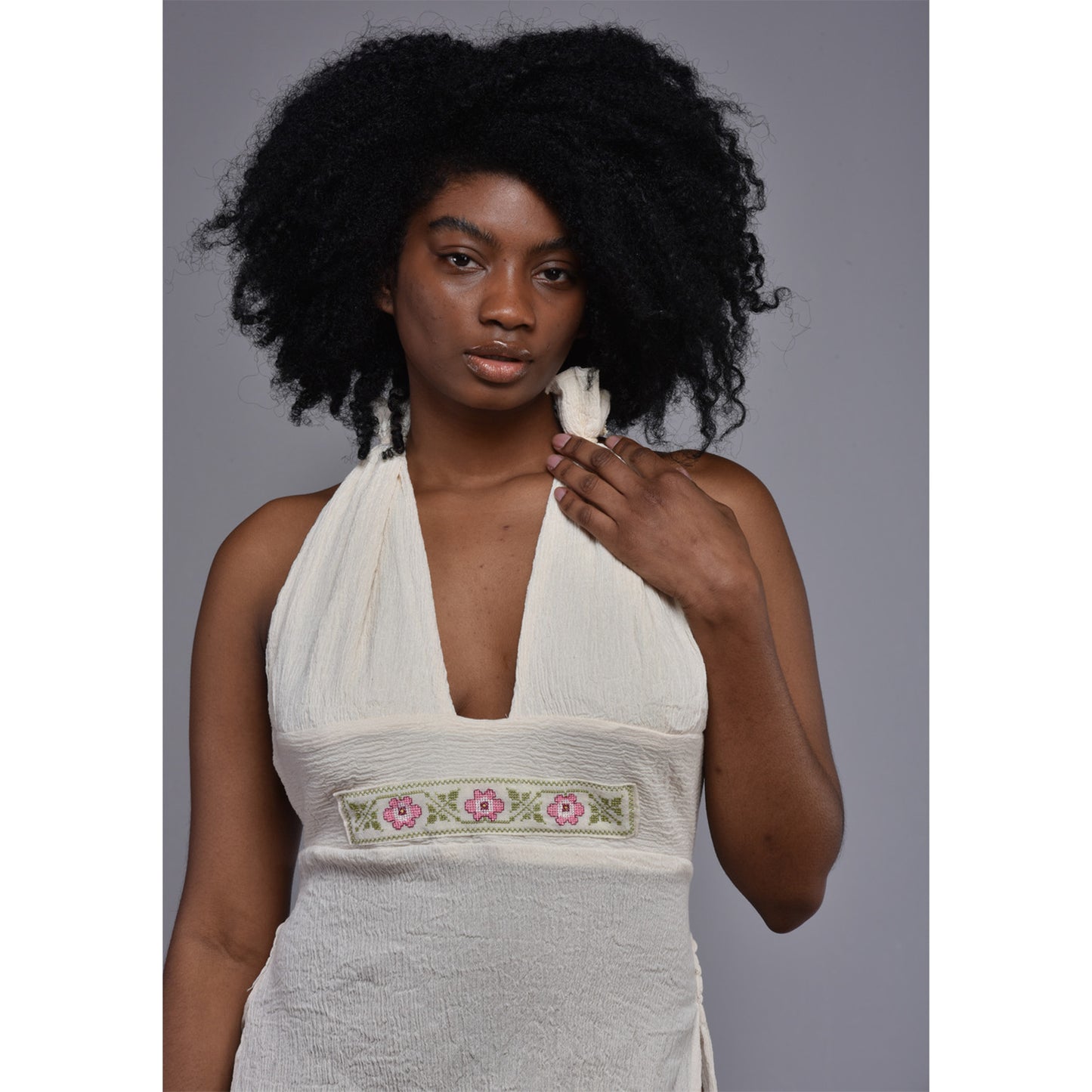 Natural Turkish Cotton Hand Embroidered Dress