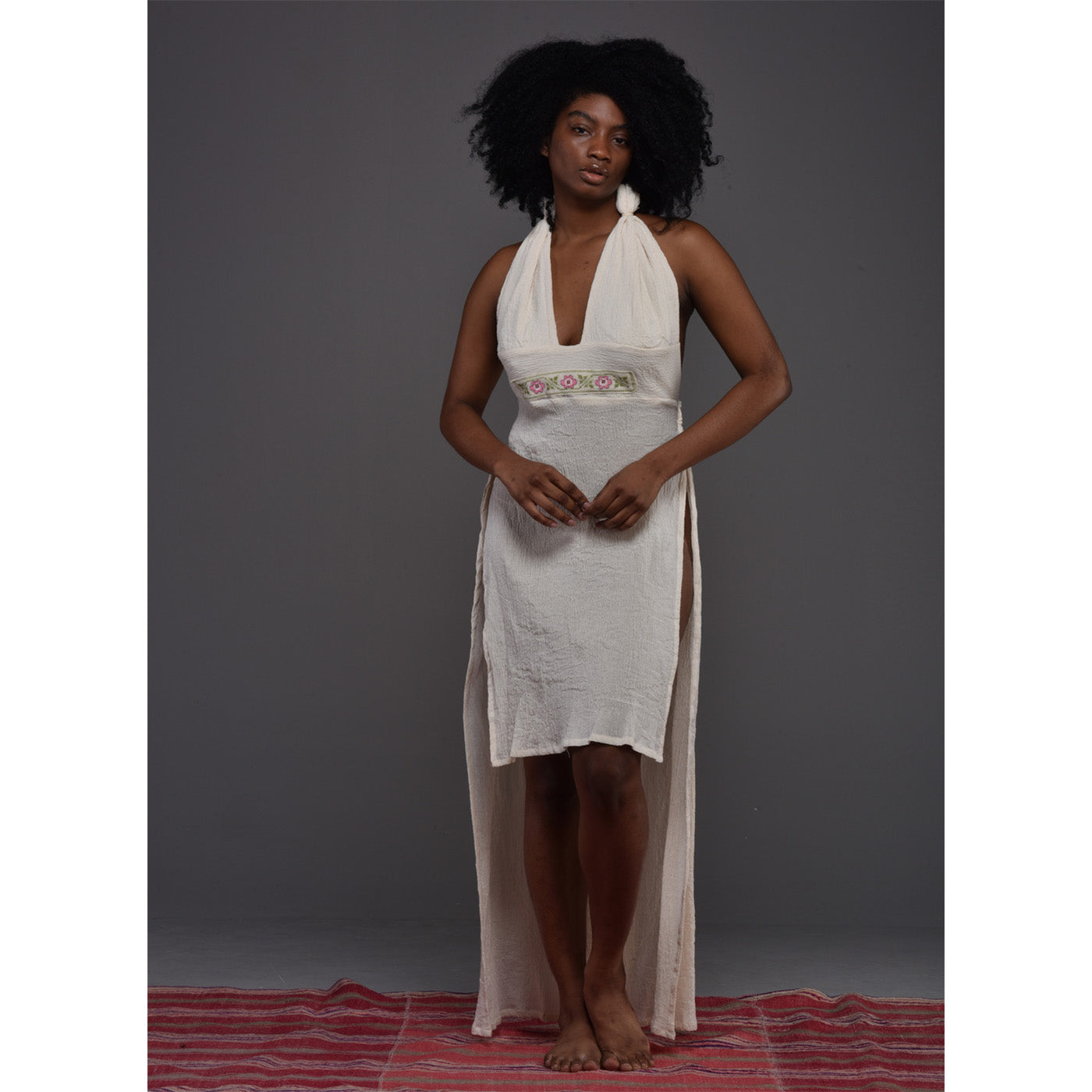 Natural Turkish Cotton Hand Embroidered Dress Dervis Natural Textile Natural Turkish Cotton Hand Embroidered Dress Dervis Natural Textile
