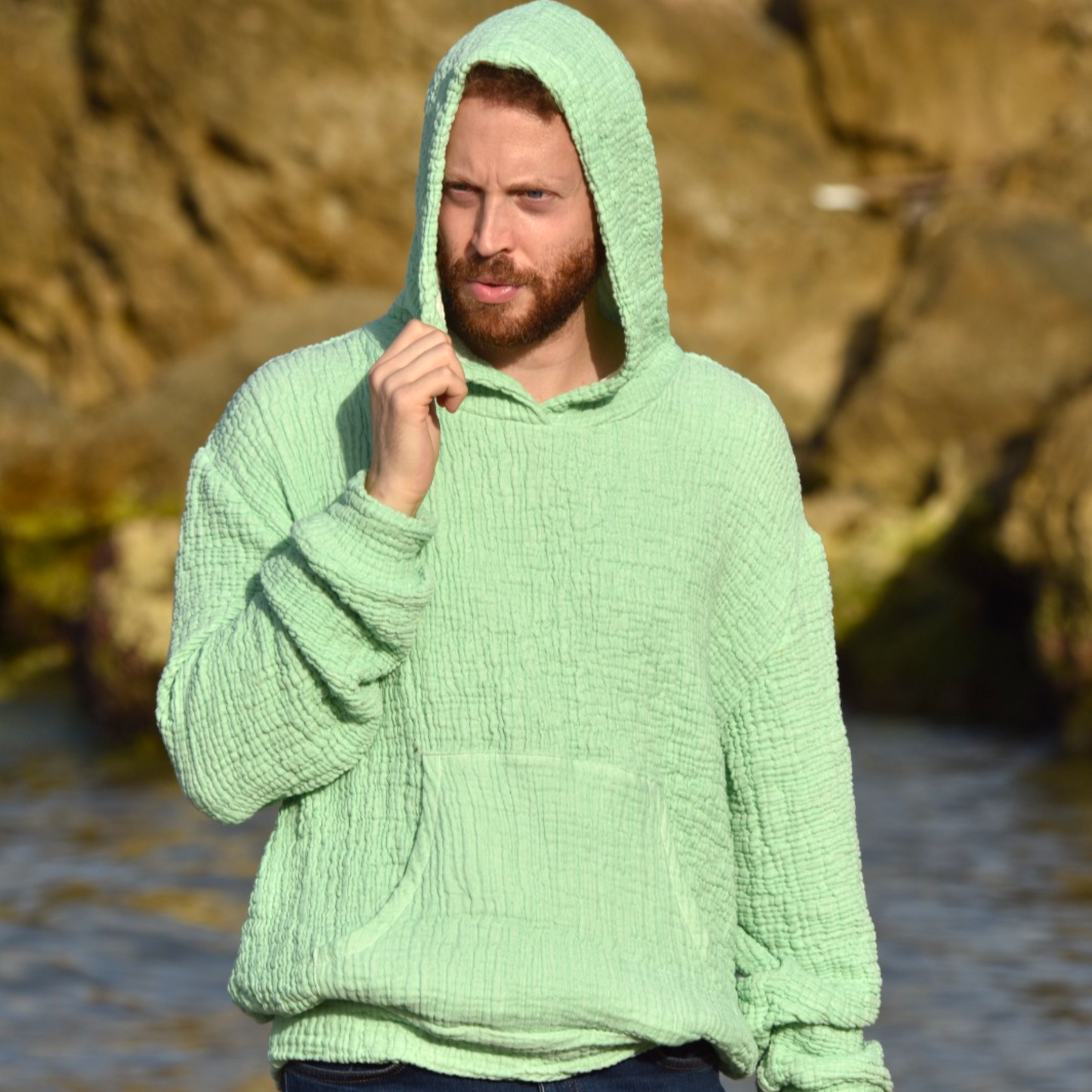 Natural Turkish Cotton Muslin Gauze Men's Sweatshirt