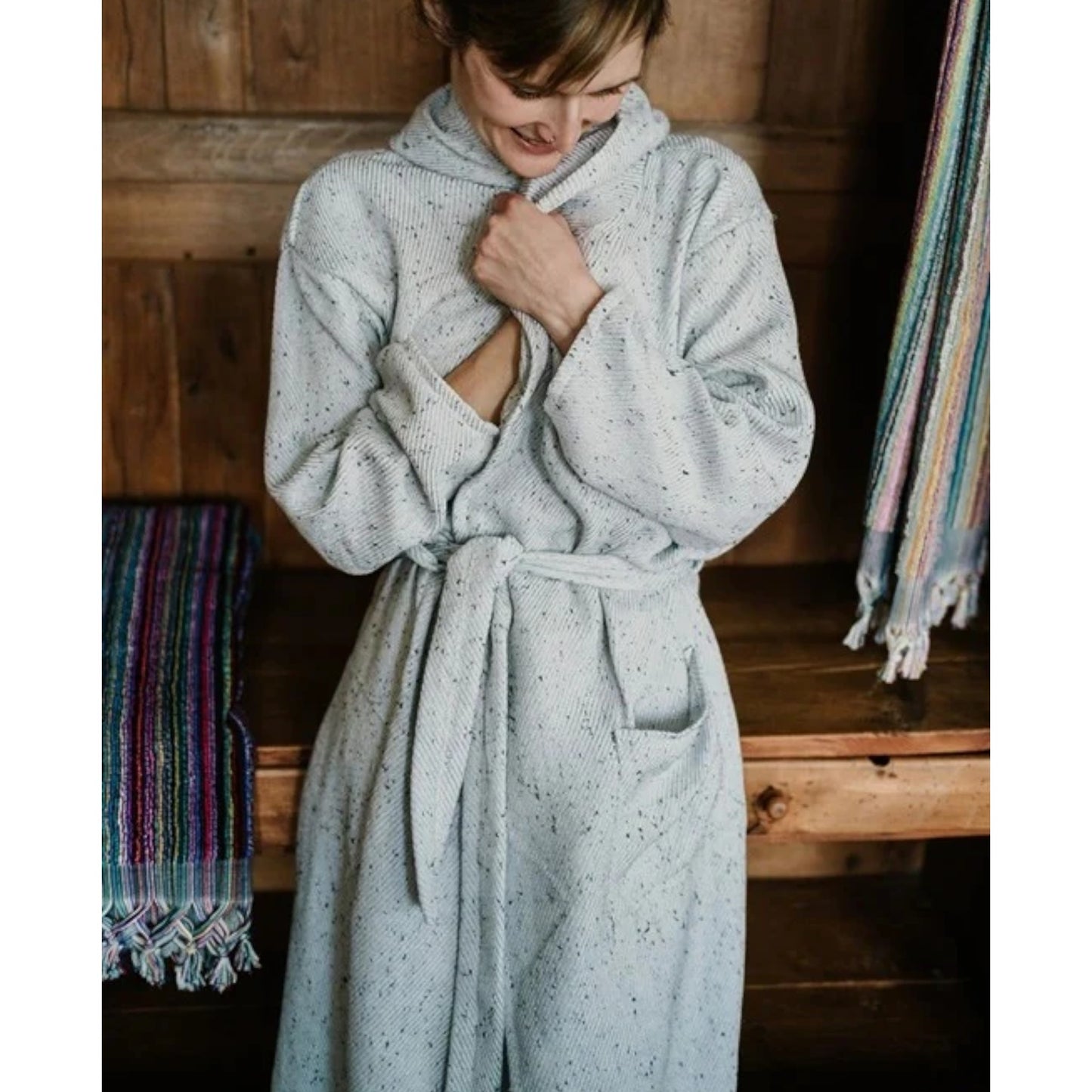 Natural Turkish Cotton Pestemal Bathrobe